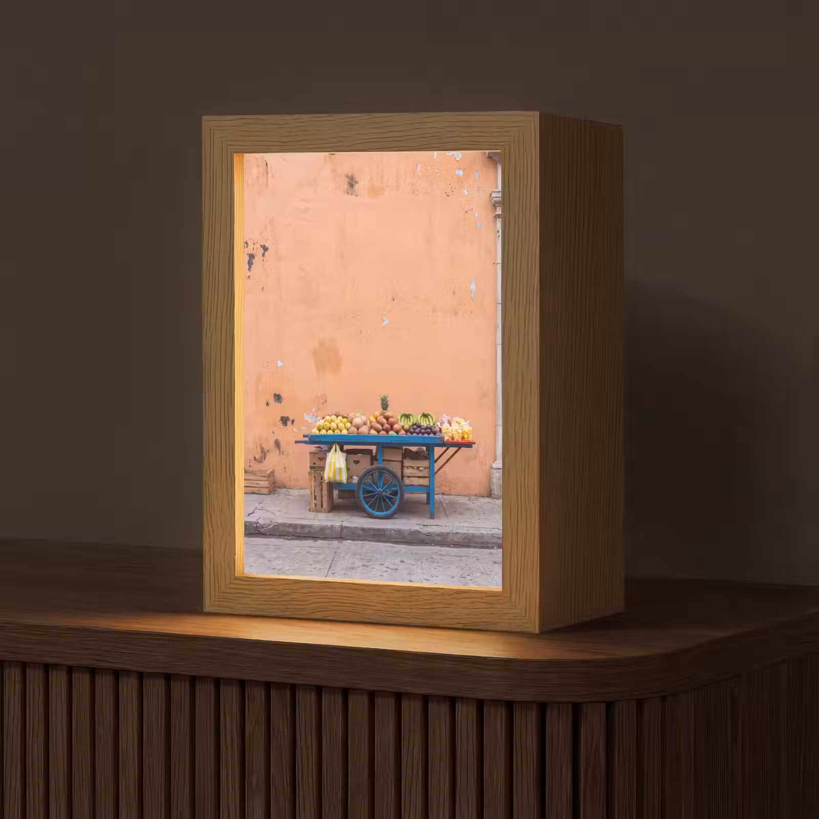 Tischlampe - Obst – Kar – Straße - Fruit - Kar - Straat Light Box met kabel (Tafellamp) klein