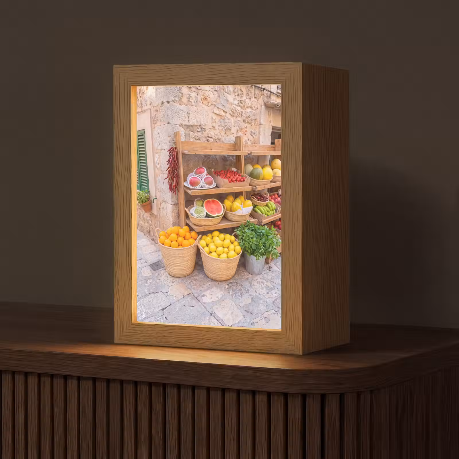 Tischlampe - Obst – Markt – Frisch - Fruit - Markt - Vers Light Box met kabel (Tafellamp) klein