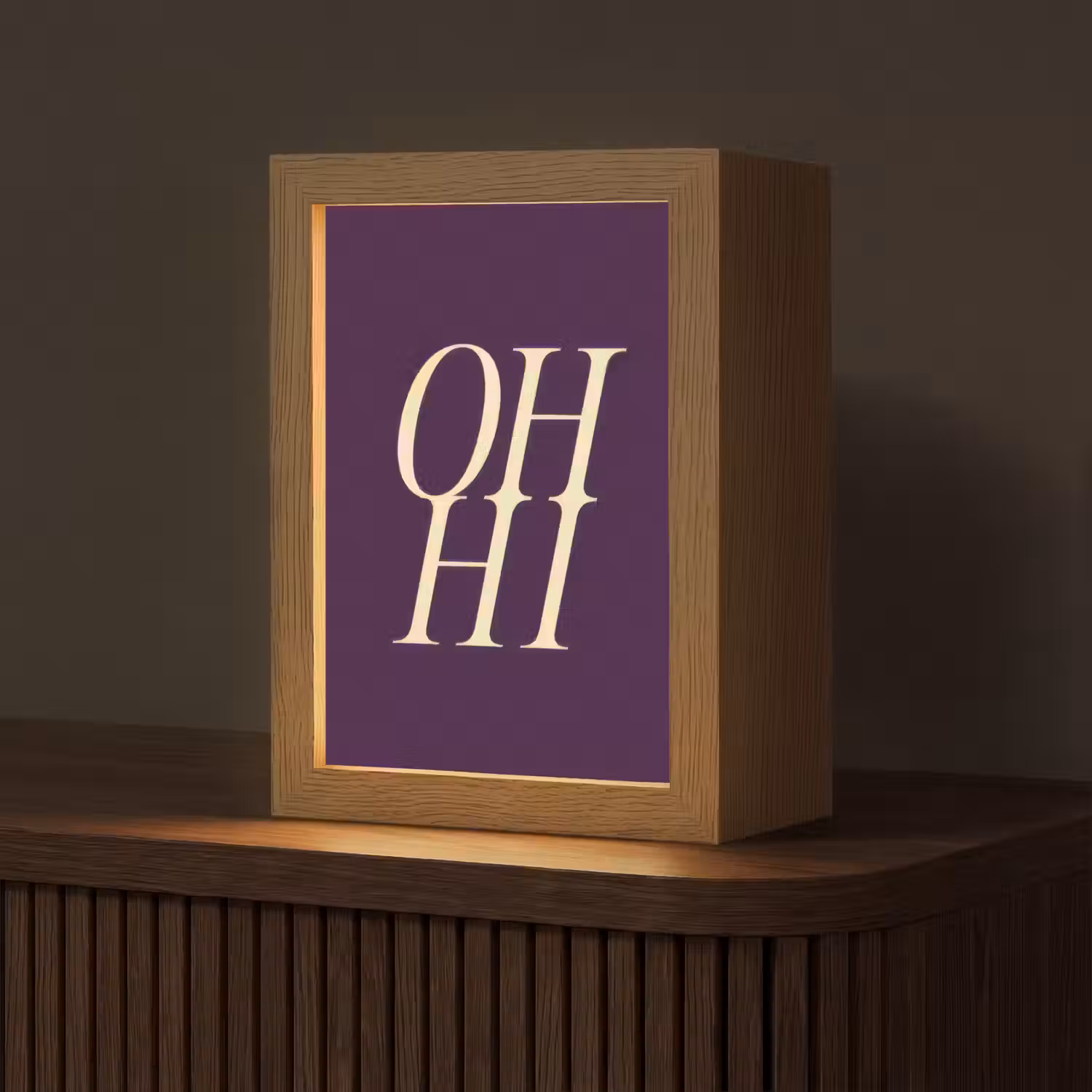 Oh hi - Paars - Minimalistisch Light Box met kabel (Tafellamp) klein -z3d_website