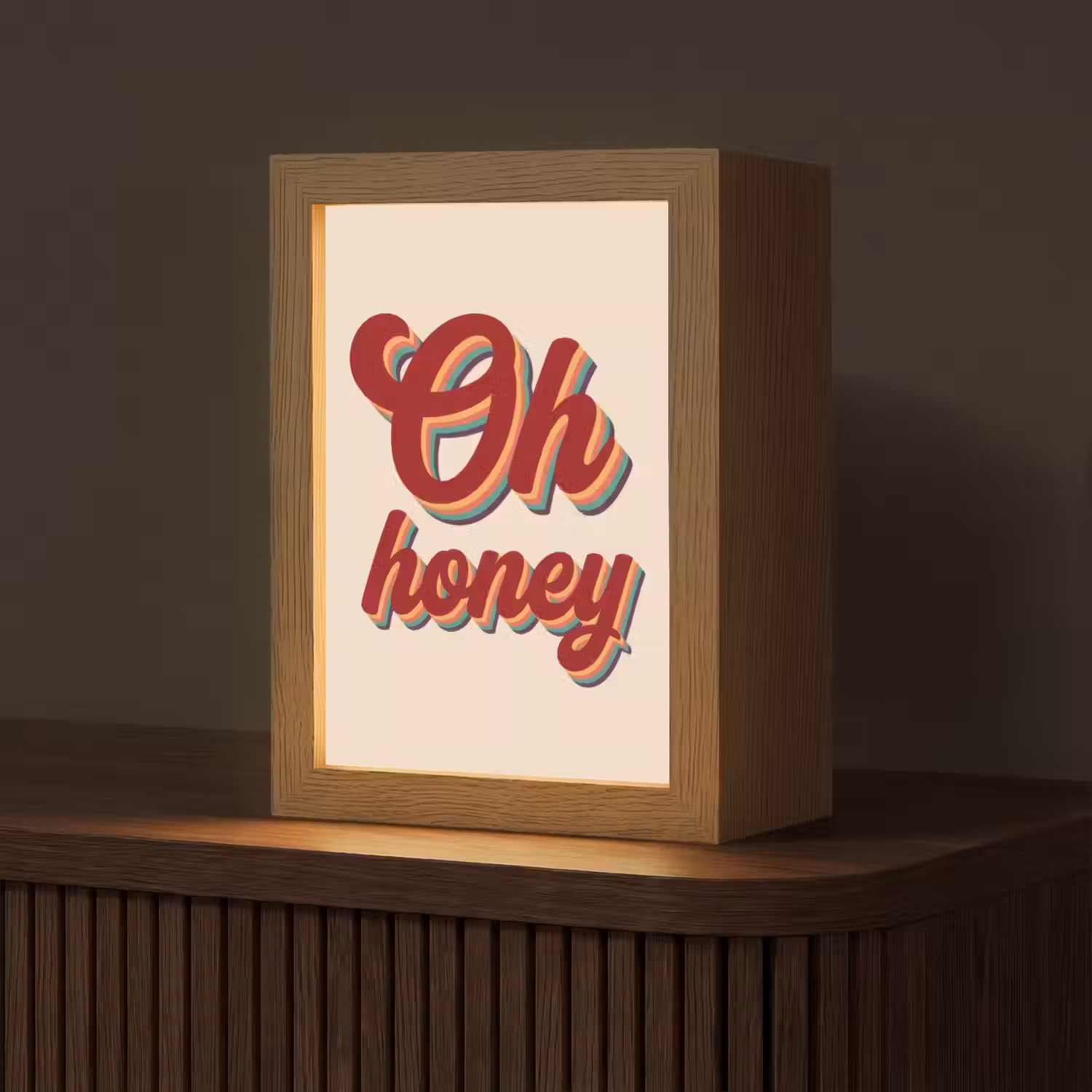 Oh honey - Rood - Schaduw Light Box met kabel (Tafellamp) klein -z3d_website