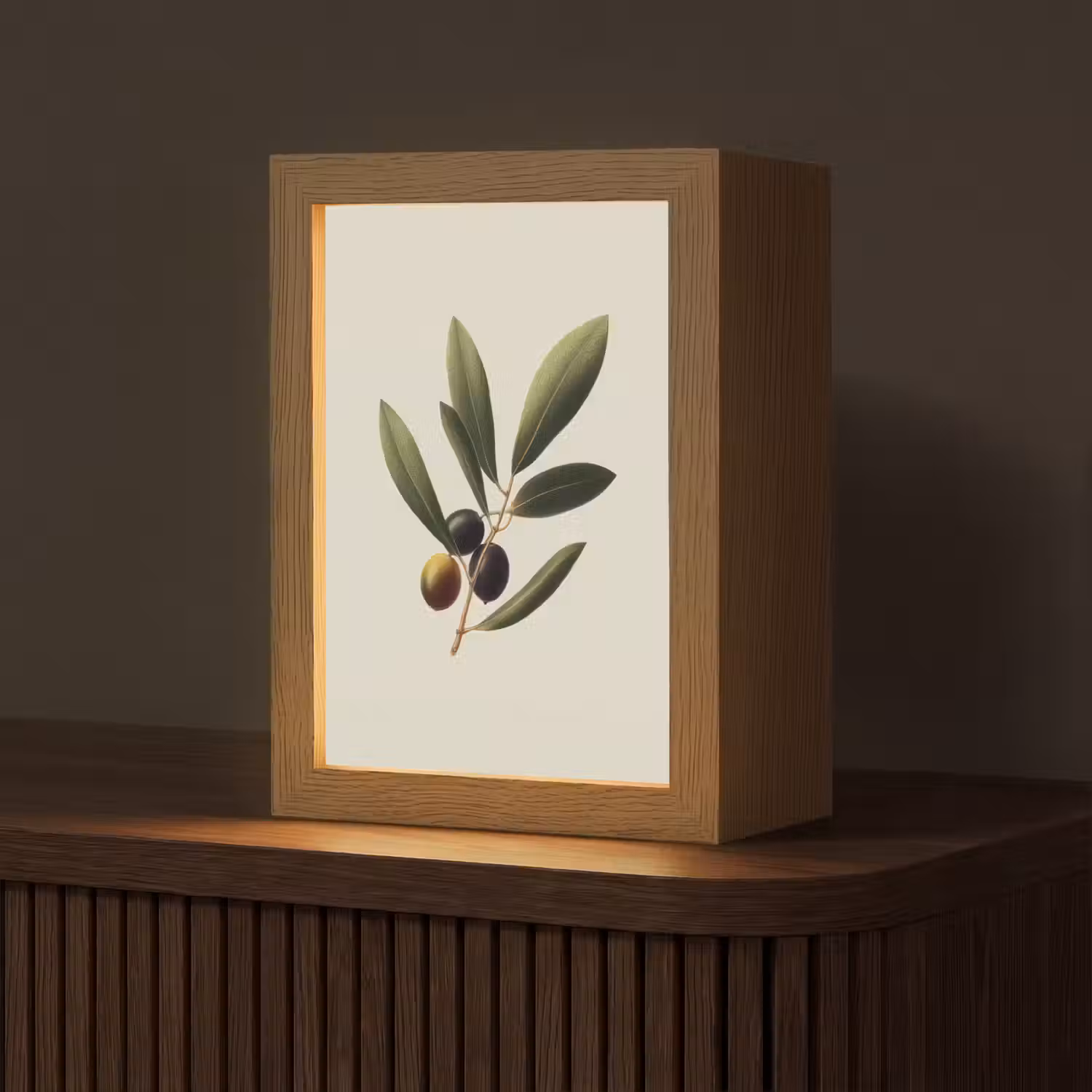 Olijftak - Donkergroen - Olijven Light Box met kabel (Tafellamp) klein -z3d_website