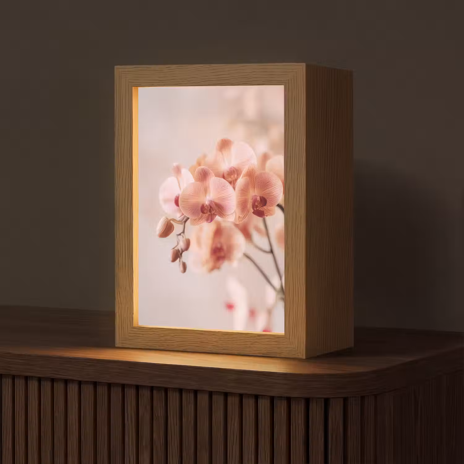 Orchidee - Bloemen - Roze - Bloemblaadjes Light Box met kabel (Tafellamp) klein -z3d_website