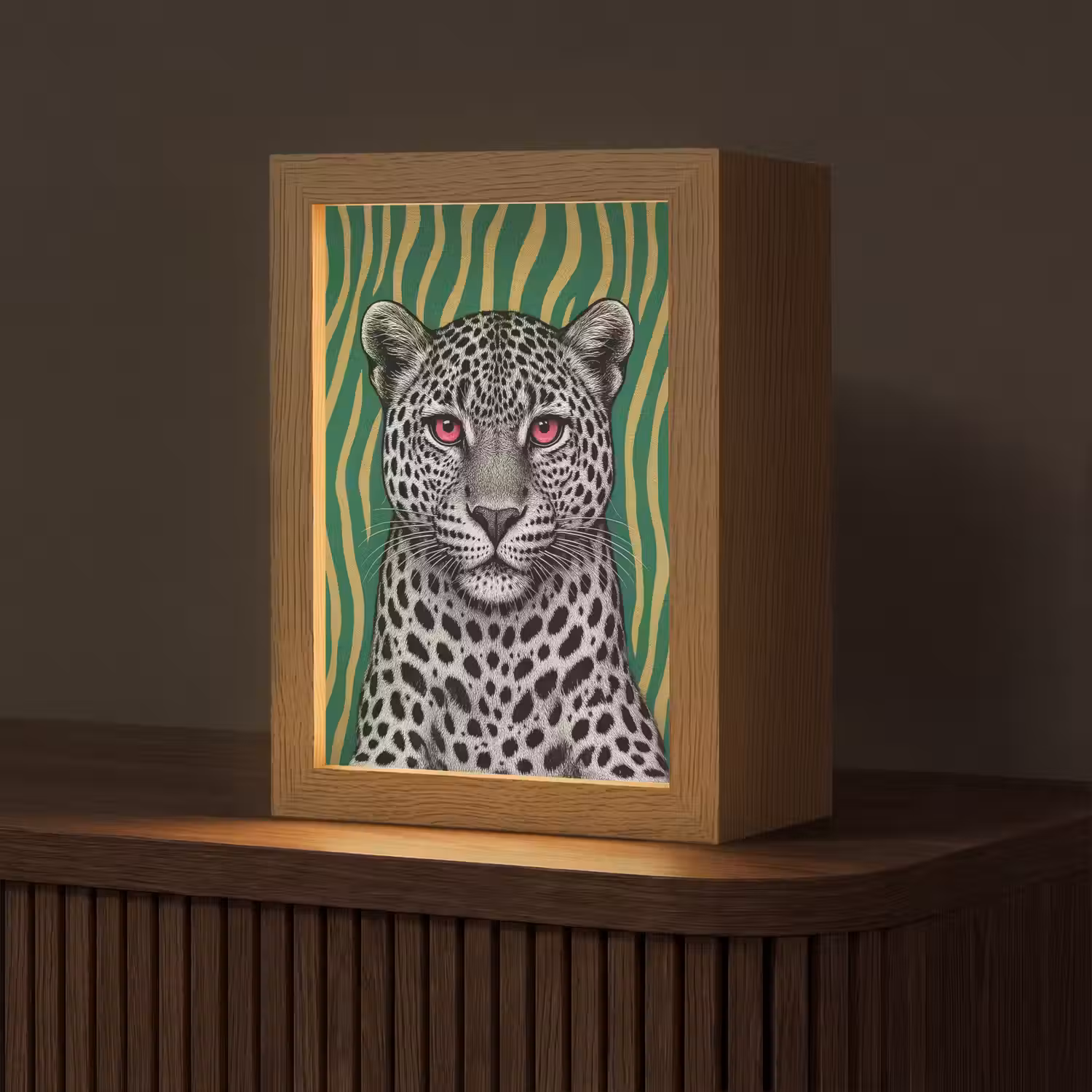 Panter - Zebrapatroon - Groen Light Box met kabel (Tafellamp) klein -z3d_website