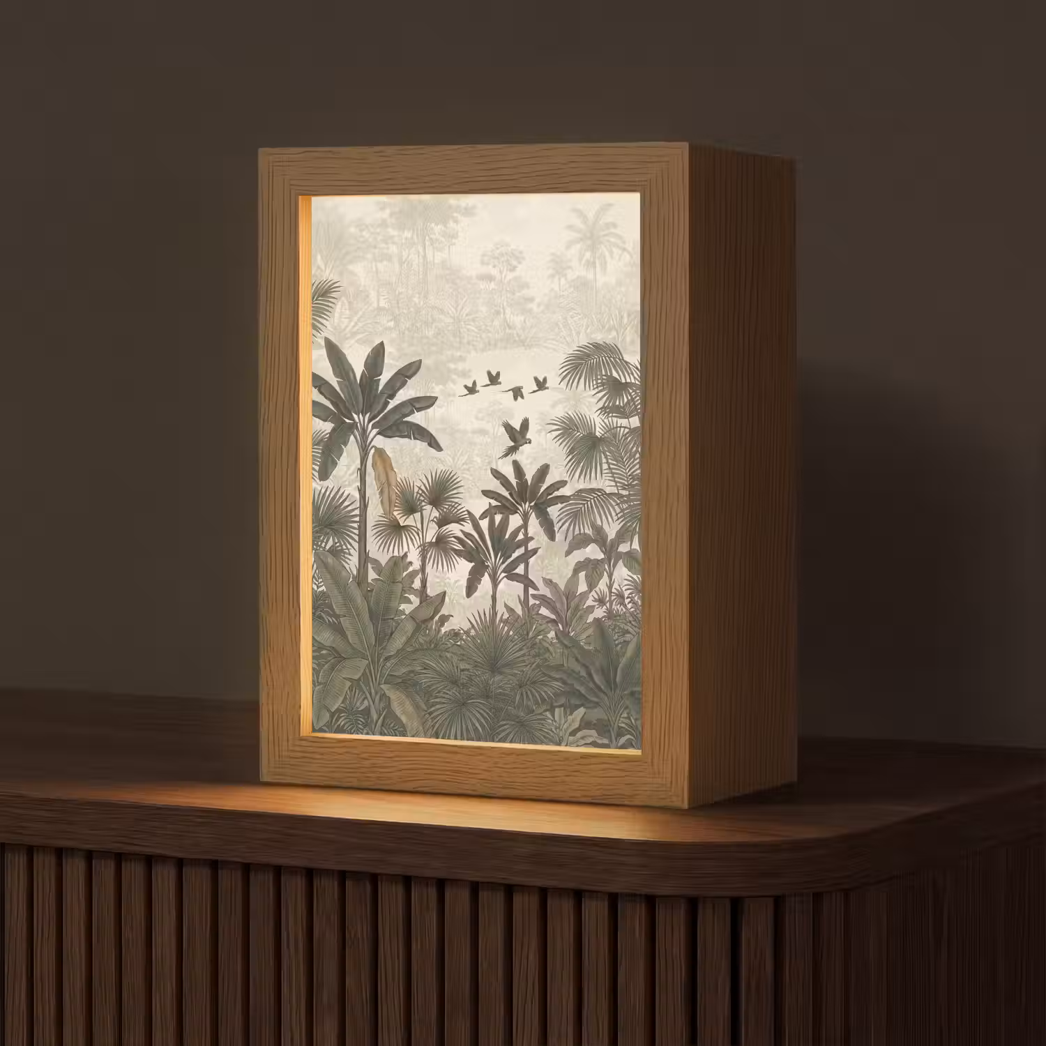 Papagaaien - Jungle - Tropisch - Green Light Box met kabel (Tafellamp) klein -z3d_website