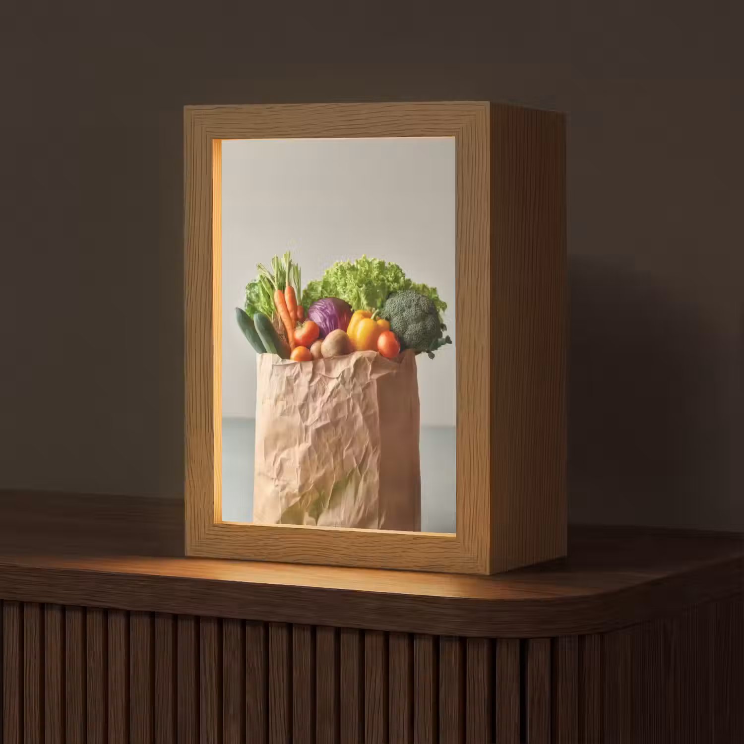 Papieren - Boodschappen - Groente - Kleurrijk Light Box met kabel (Tafellamp) klein -z3d_website