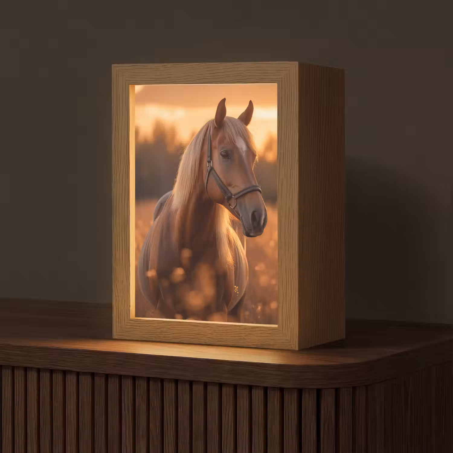 Paard - Natuur - Dier - Bruin - Dieren portret Light Box met kabel (Tafellamp) klein -z3d_website