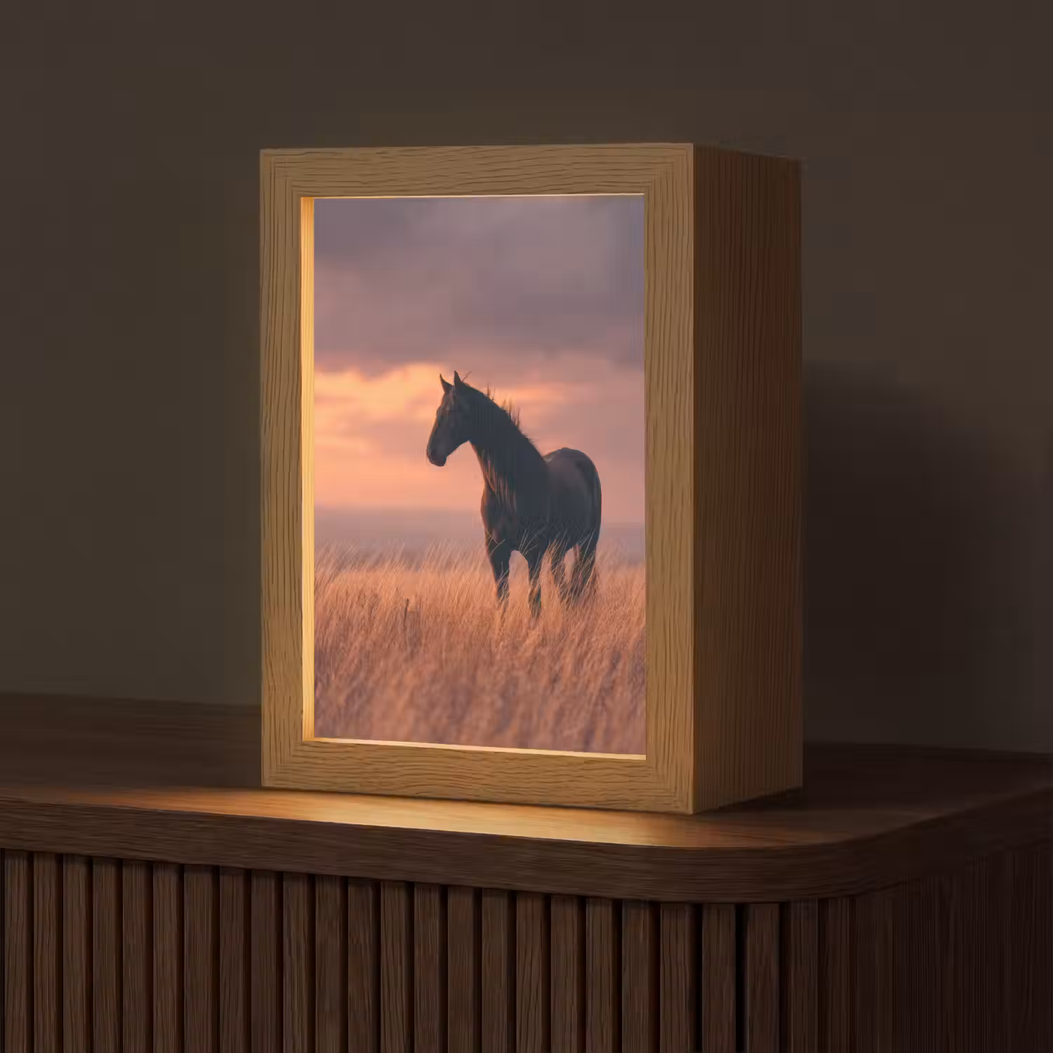 Paard - Wolken - Open veld Light Box met kabel (Tafellamp) klein -z3d_website