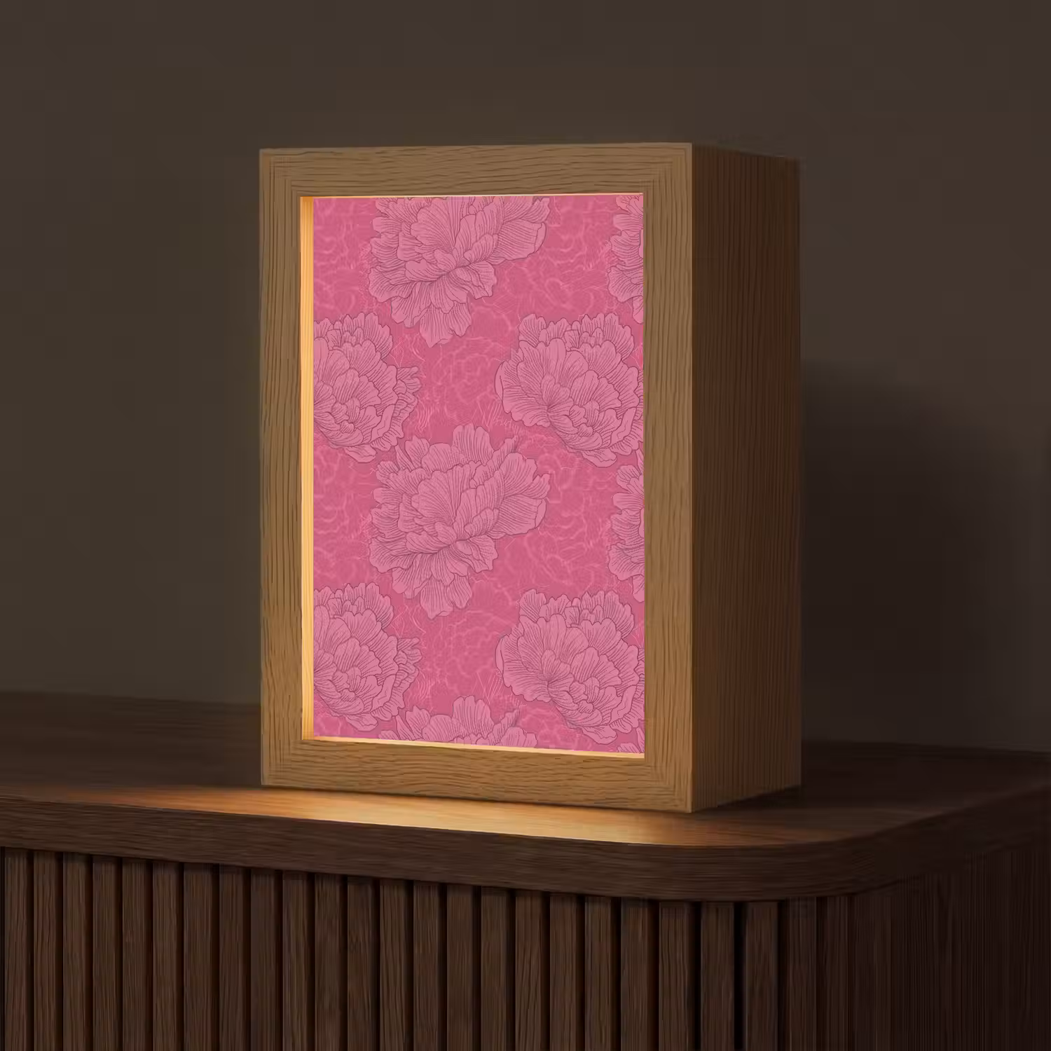 Pioenrozen - Energiek - Roze Light Box met kabel (Tafellamp) klein 925 -z3d_website