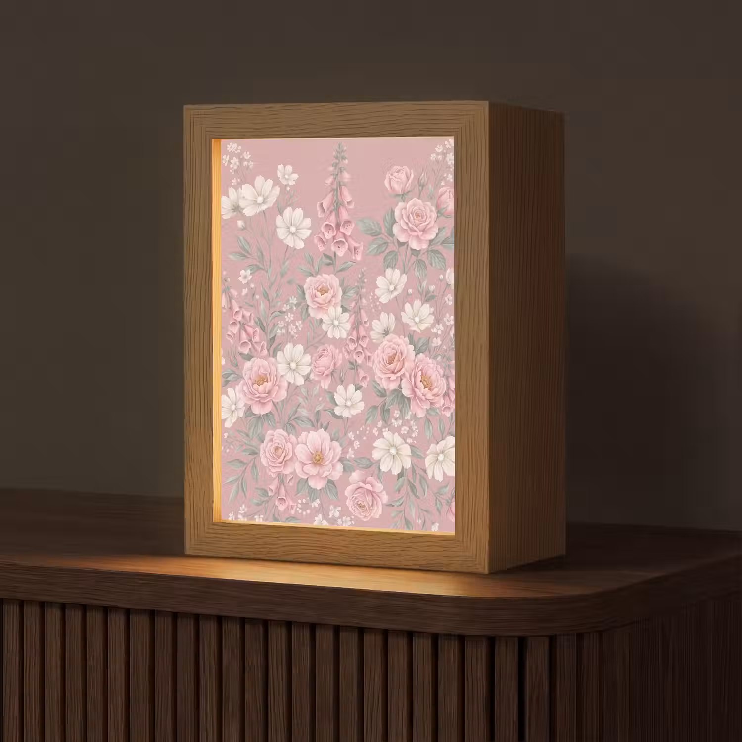 Pioenrozen - Vingerhoedskruid - Pink Light Box met kabel (Tafellamp) klein -z3d_website