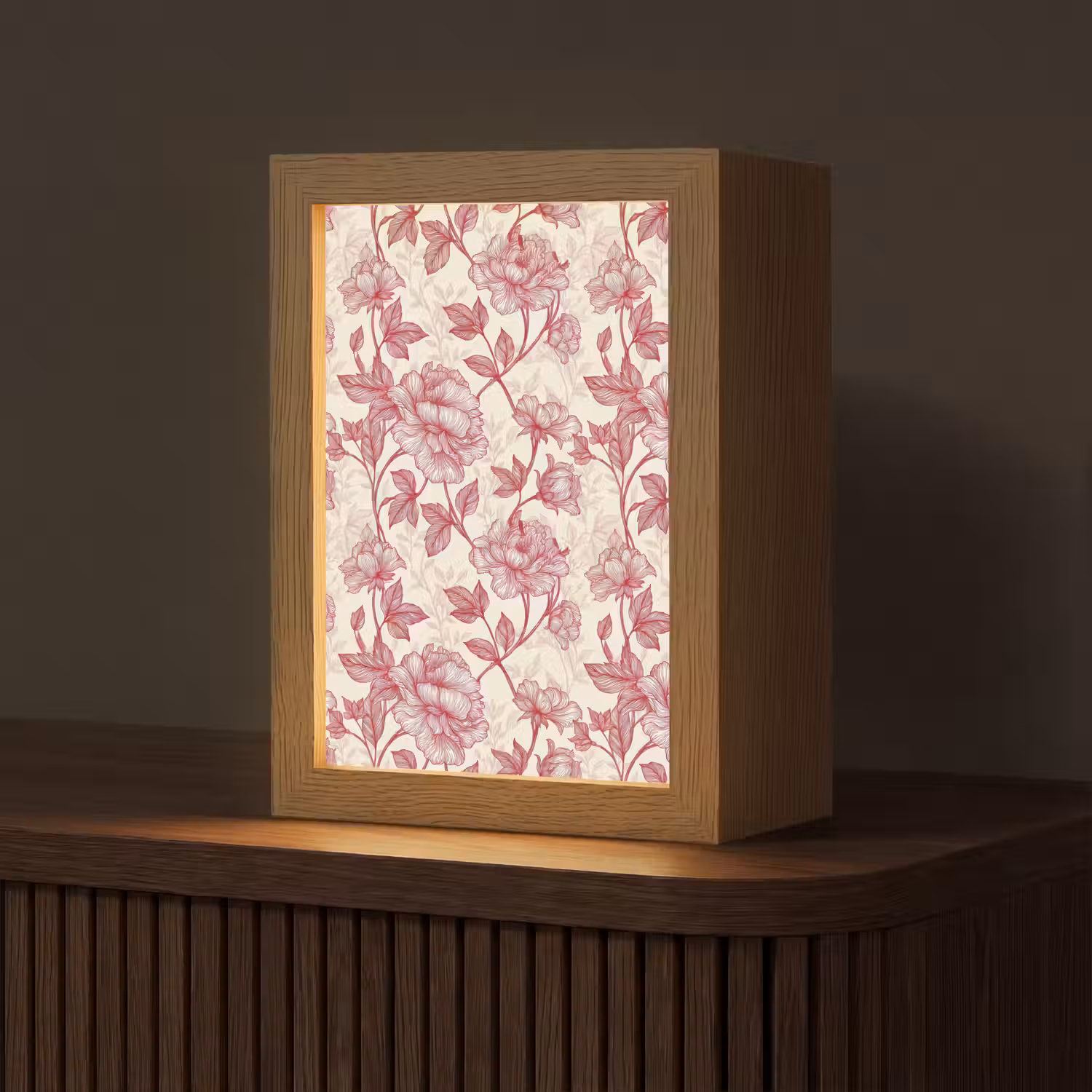 Pioenrozen - Modern - Rood Light Box met kabel (Tafellamp) klein 925 -z3d_website