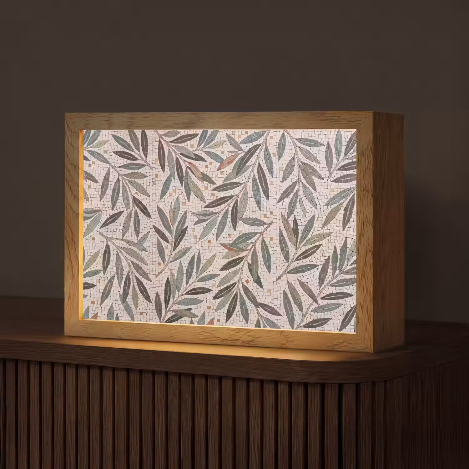 Plant - Blad - Mozaïek - Groen Light Box met kabel (Tafellamp) klein -z3d_website