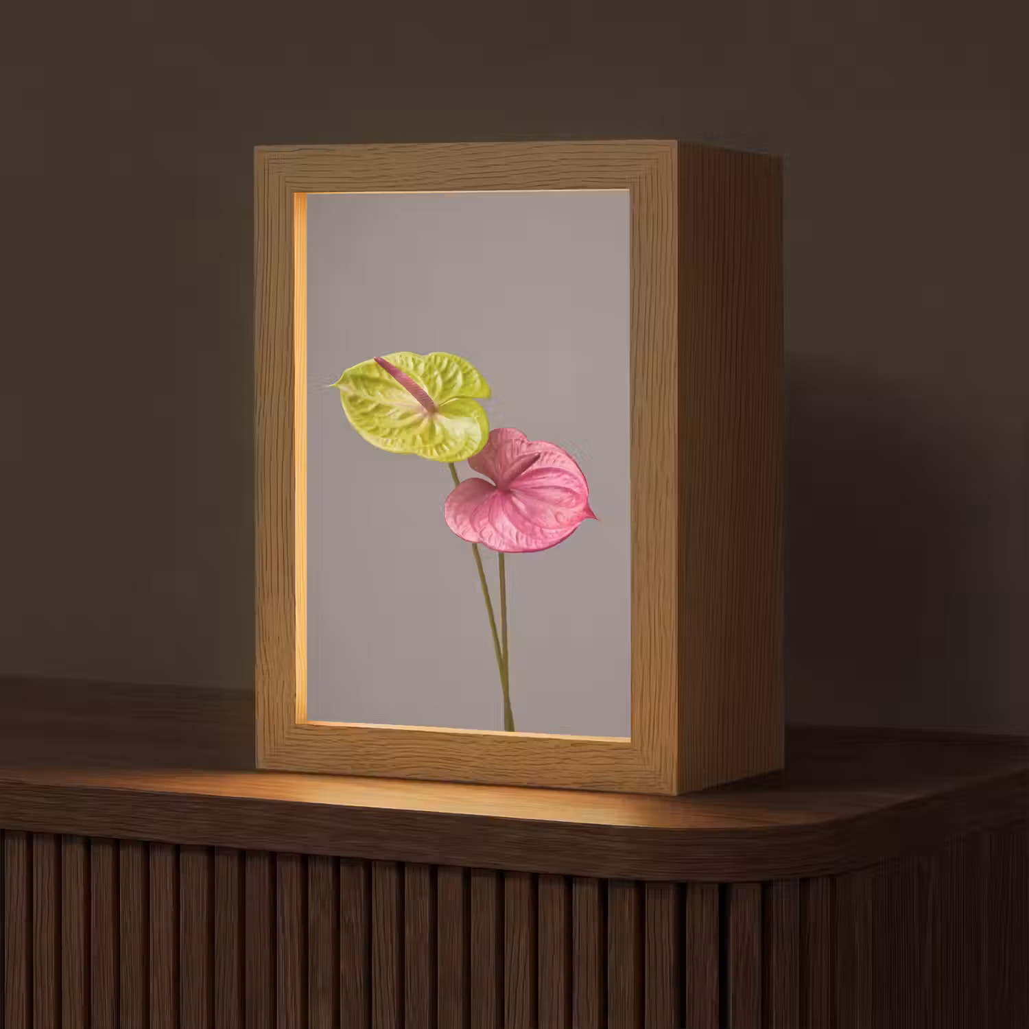 Planten - Anthurium - Groen - Roze Light Box met kabel (Tafellamp) klein -z3d_website
