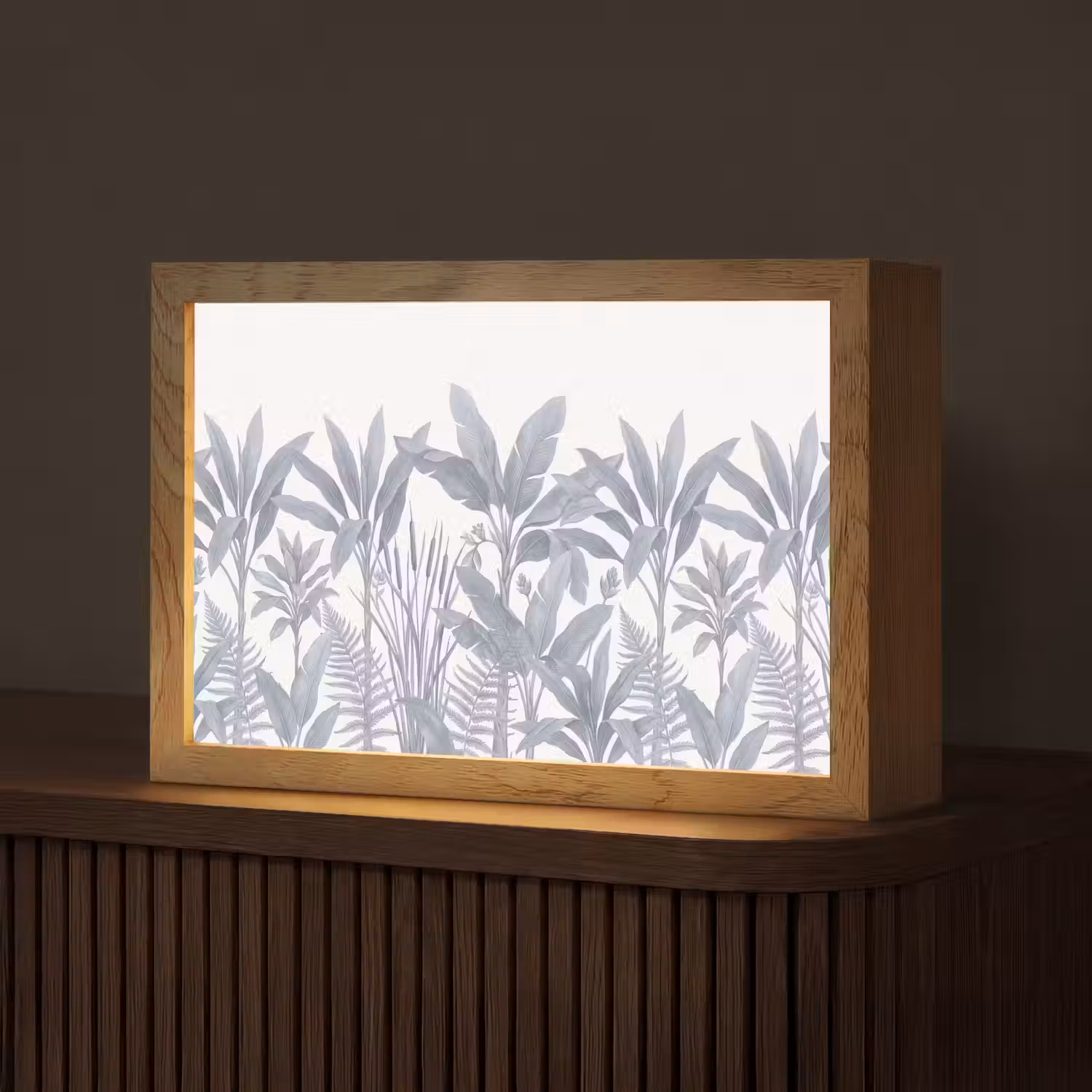 Planten - Bladeren - Natuur - Grijs Light Box met kabel (Tafellamp) klein -z3d_website