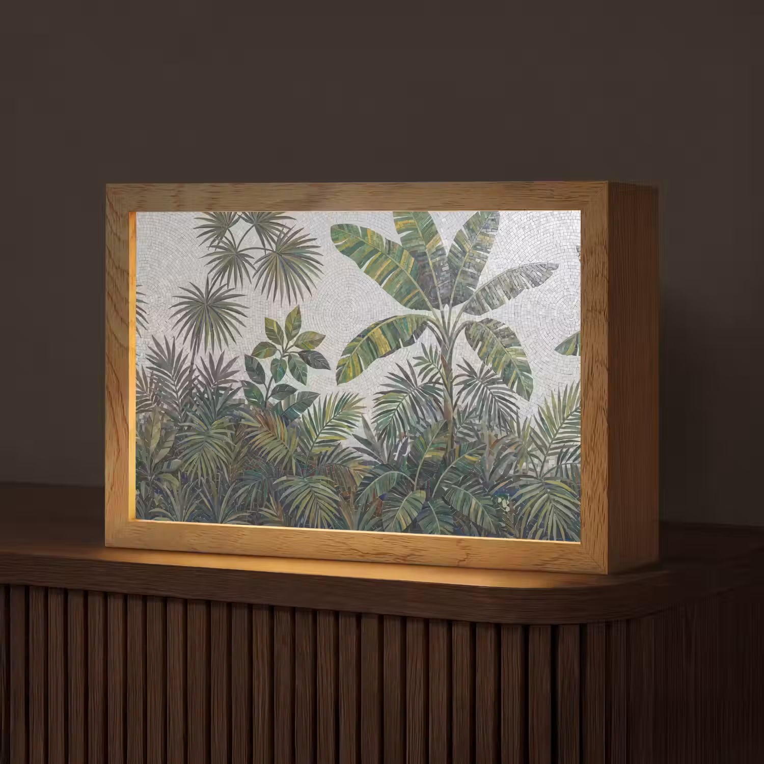 Planten - Tropisch - Mozaïek - Groen - Natuur Light Box met kabel (Tafellamp) klein -z3d_website