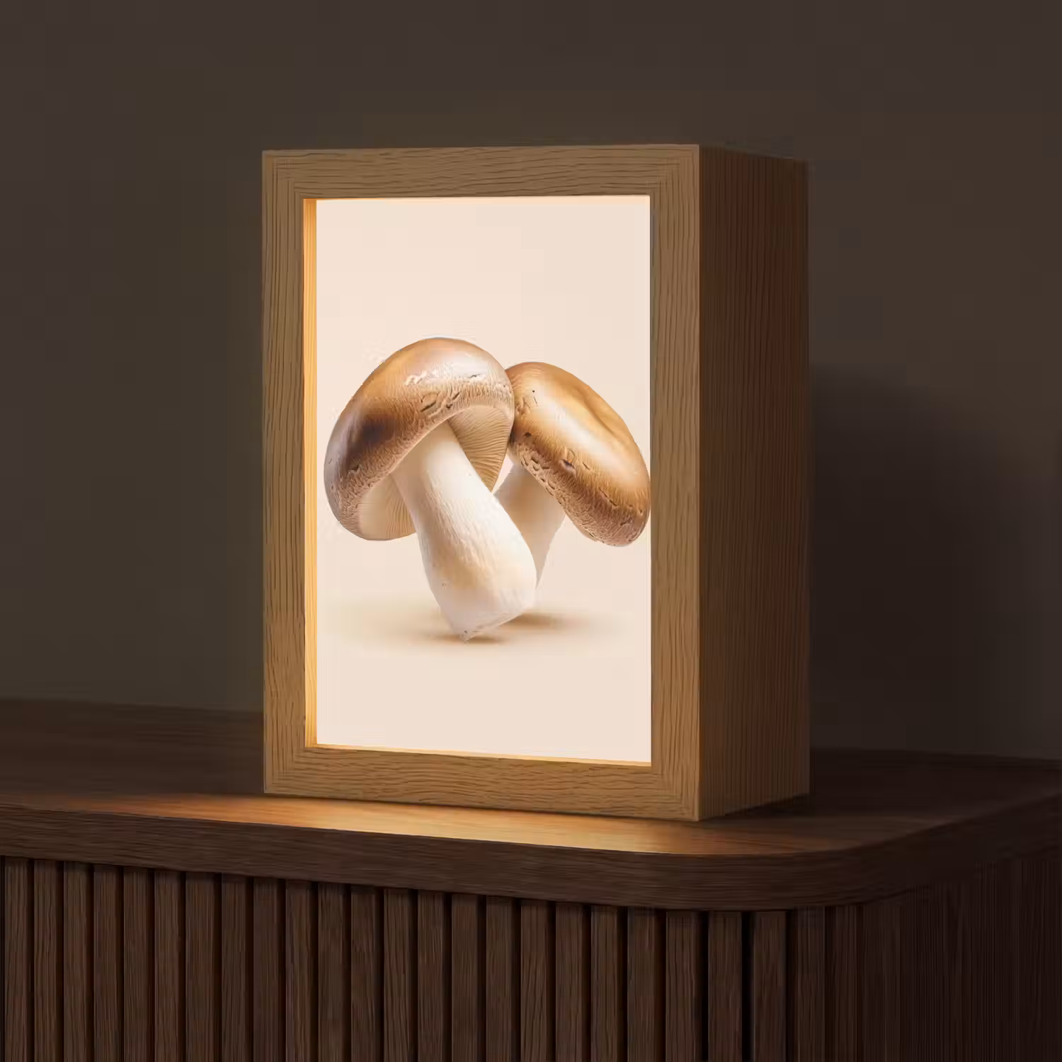 Champignons - Zacht - Beige Light Box met kabel (Tafellamp) klein -z3d_website