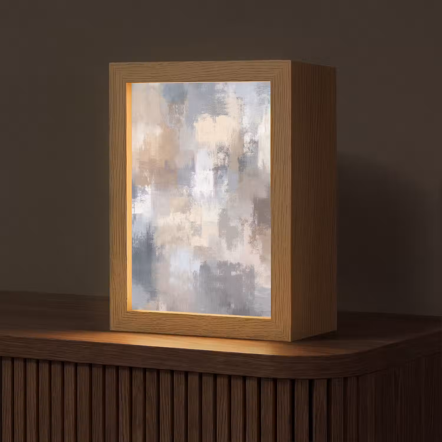 Penseelstreken - Schilderij - Beige Light Box met kabel (Tafellamp) klein -z3d_website