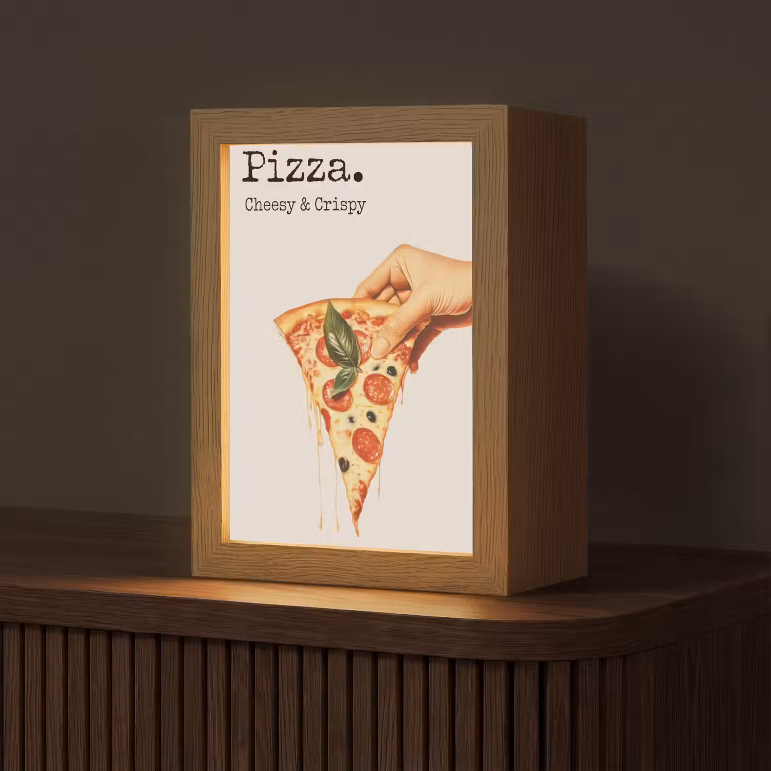 Pizza - Kaas - Pepperoni Light Box met kabel (Tafellamp) klein -z3d_website