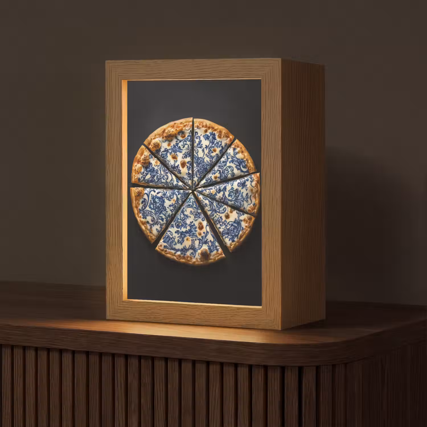 Pizza - Eten - Delftsblauw Light Box met kabel (Tafellamp) klein -z3d_website