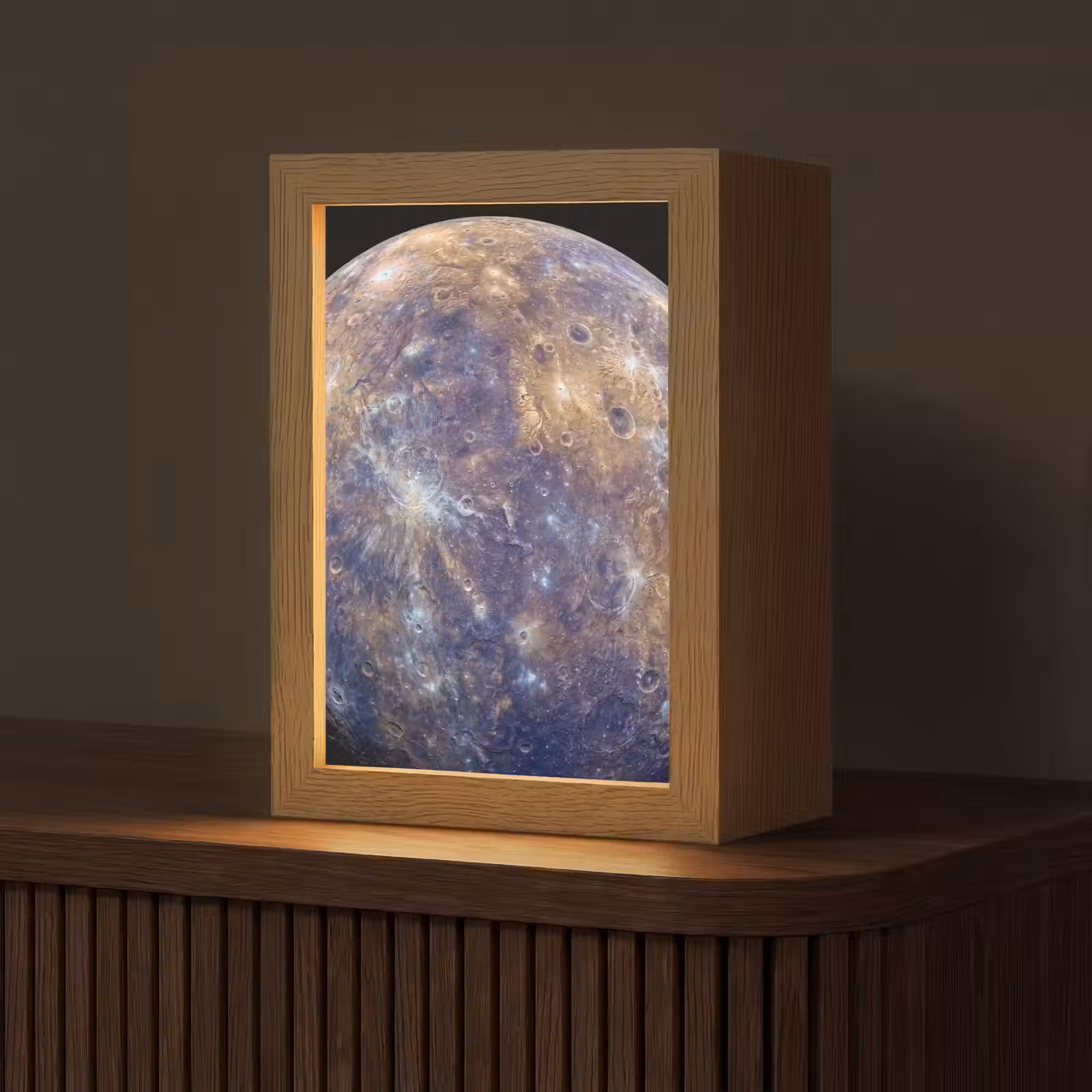 Tischlampe - Planet – Krater – Weltraum - Planeet - Kraters - Ruimte Light Box met kabel (Tafellamp) klein