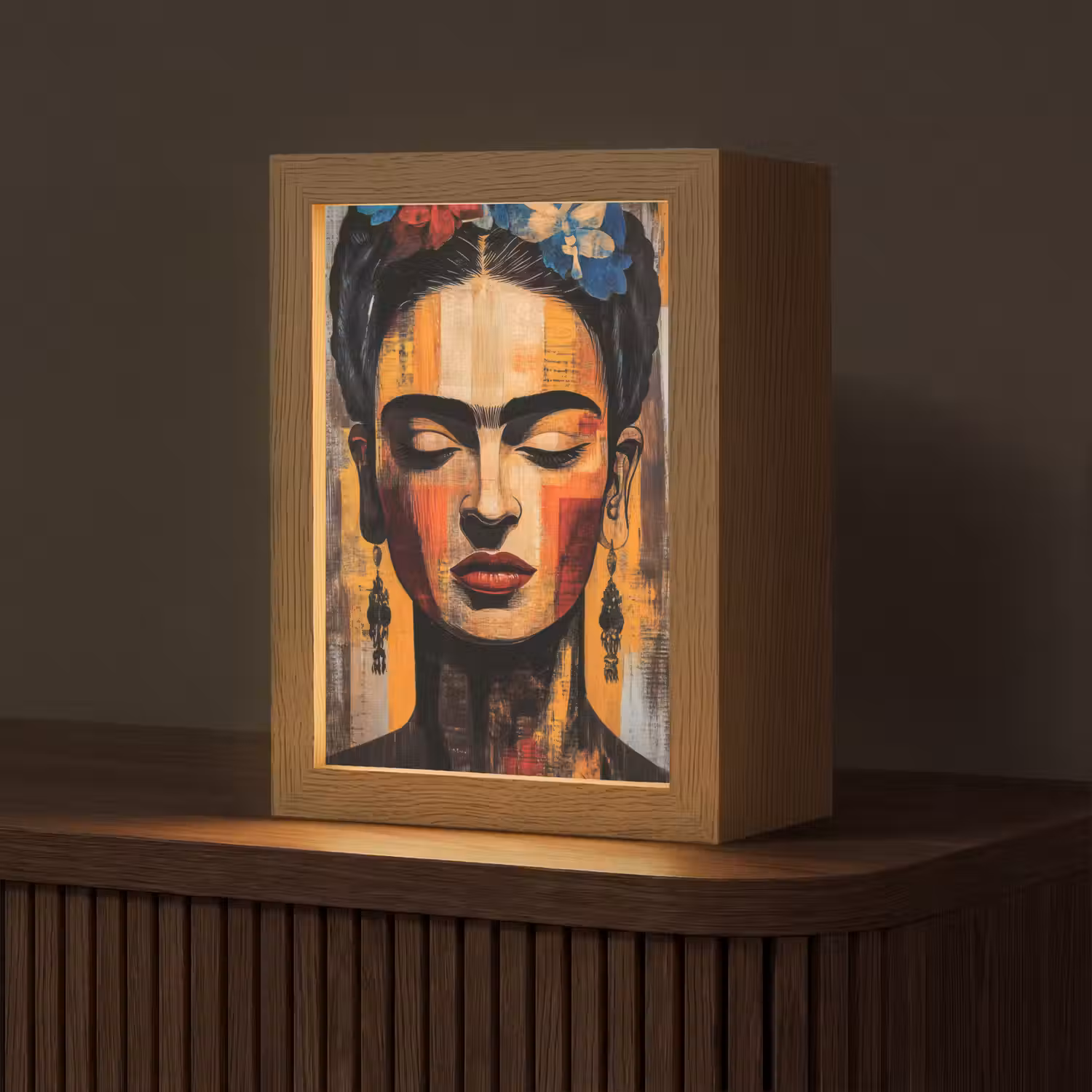 Portret - Vrouw - Bloemen Light Box met kabel (Tafellamp) klein -z3d_website
