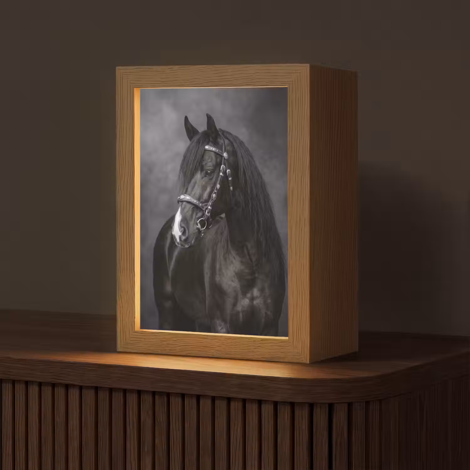 Portret - Paard - Zwart Light Box met kabel (Tafellamp) klein -z3d_website