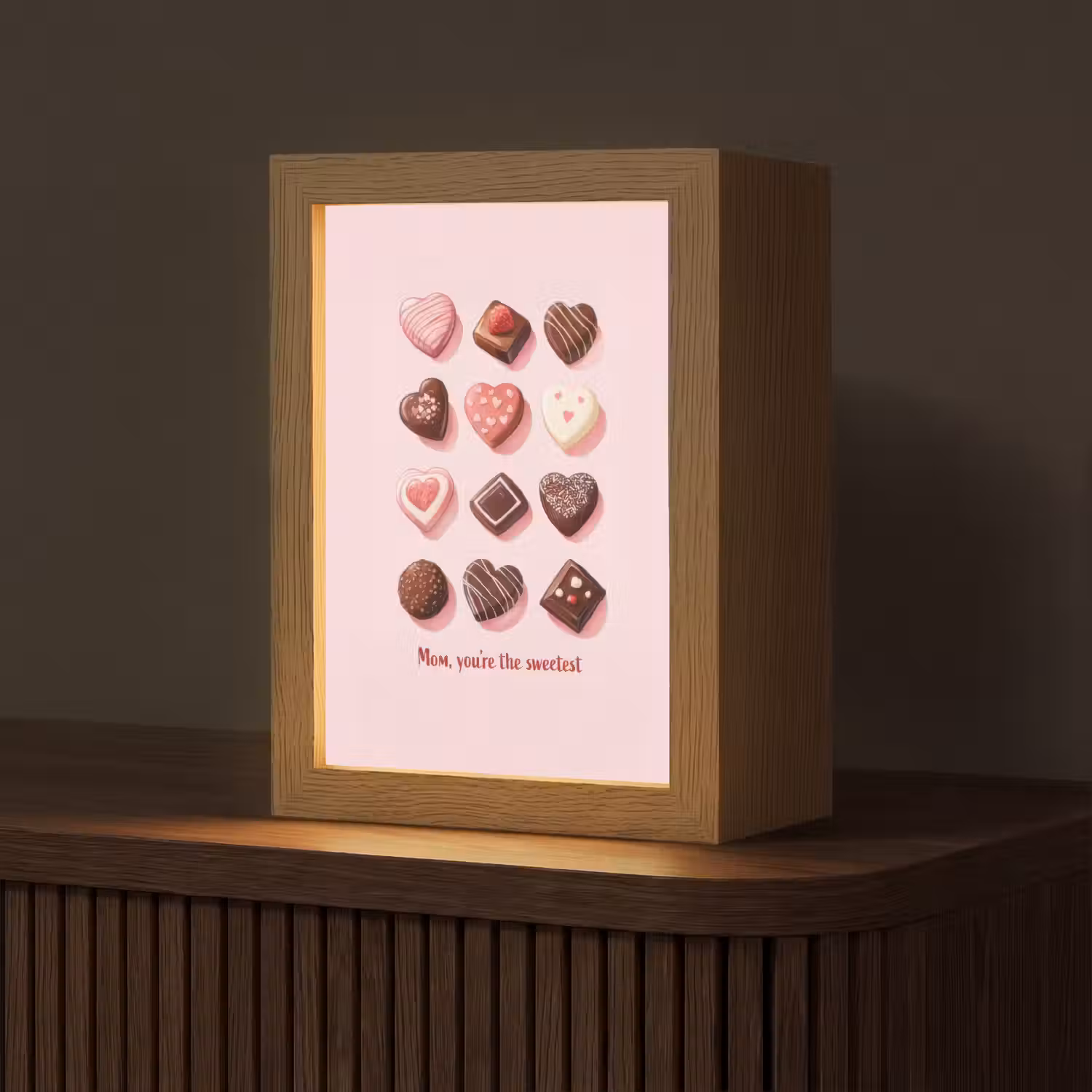 Chocolaatjes - Hartvormig - Liefste Light Box met kabel (Tafellamp) klein -z3d_website
