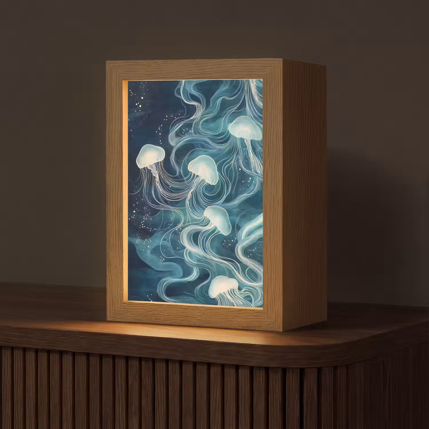 Kwallen - Zee - Wit - Golven Light Box met kabel (Tafellamp) klein -z3d_website