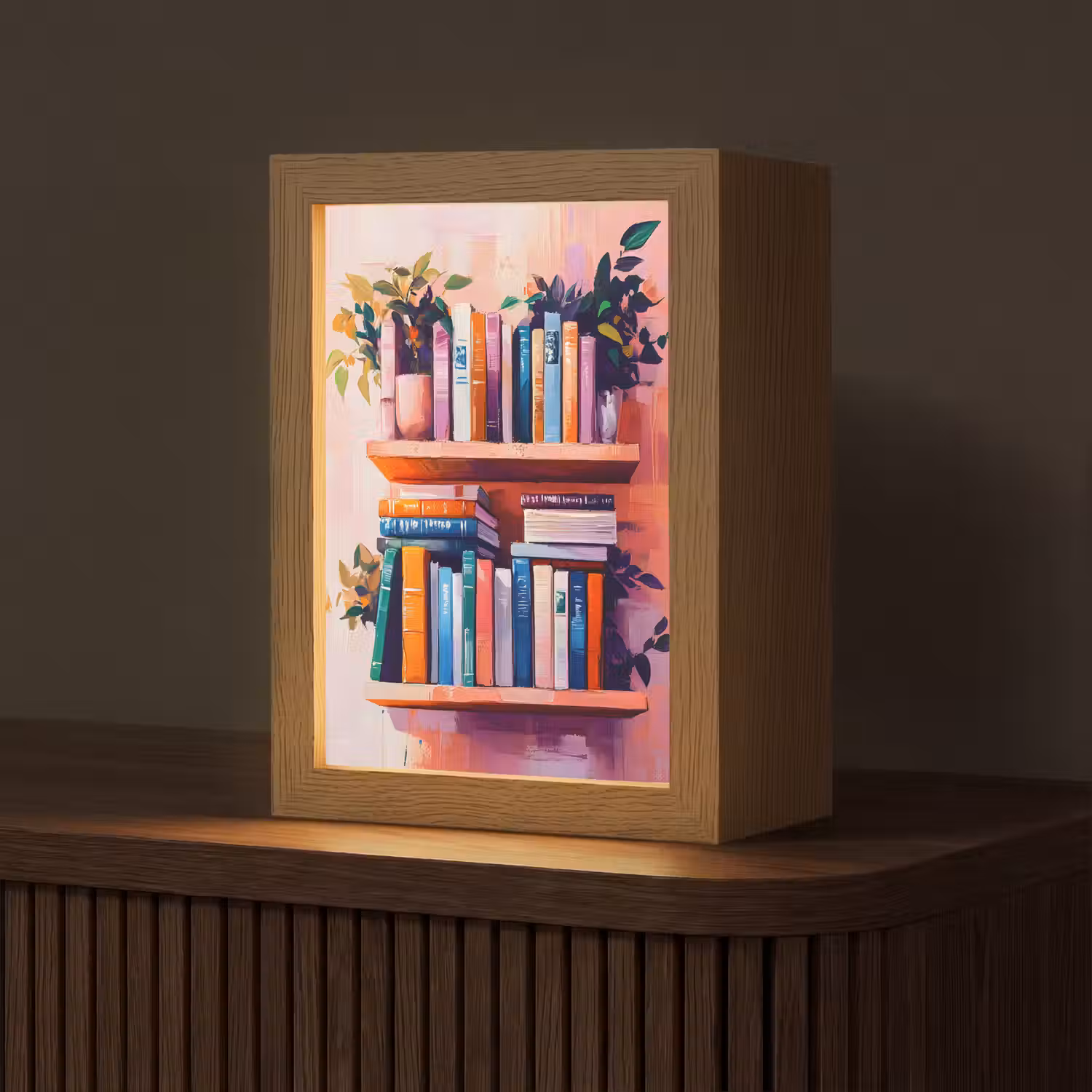 Planken - Boeken - Bladeren Light Box met kabel (Tafellamp) klein -z3d_website