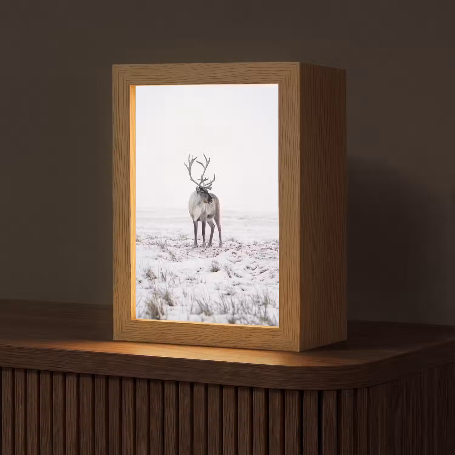 Rendier - Gewei - Sneeuw - Winter Light Box met kabel (Tafellamp) klein -z3d_website