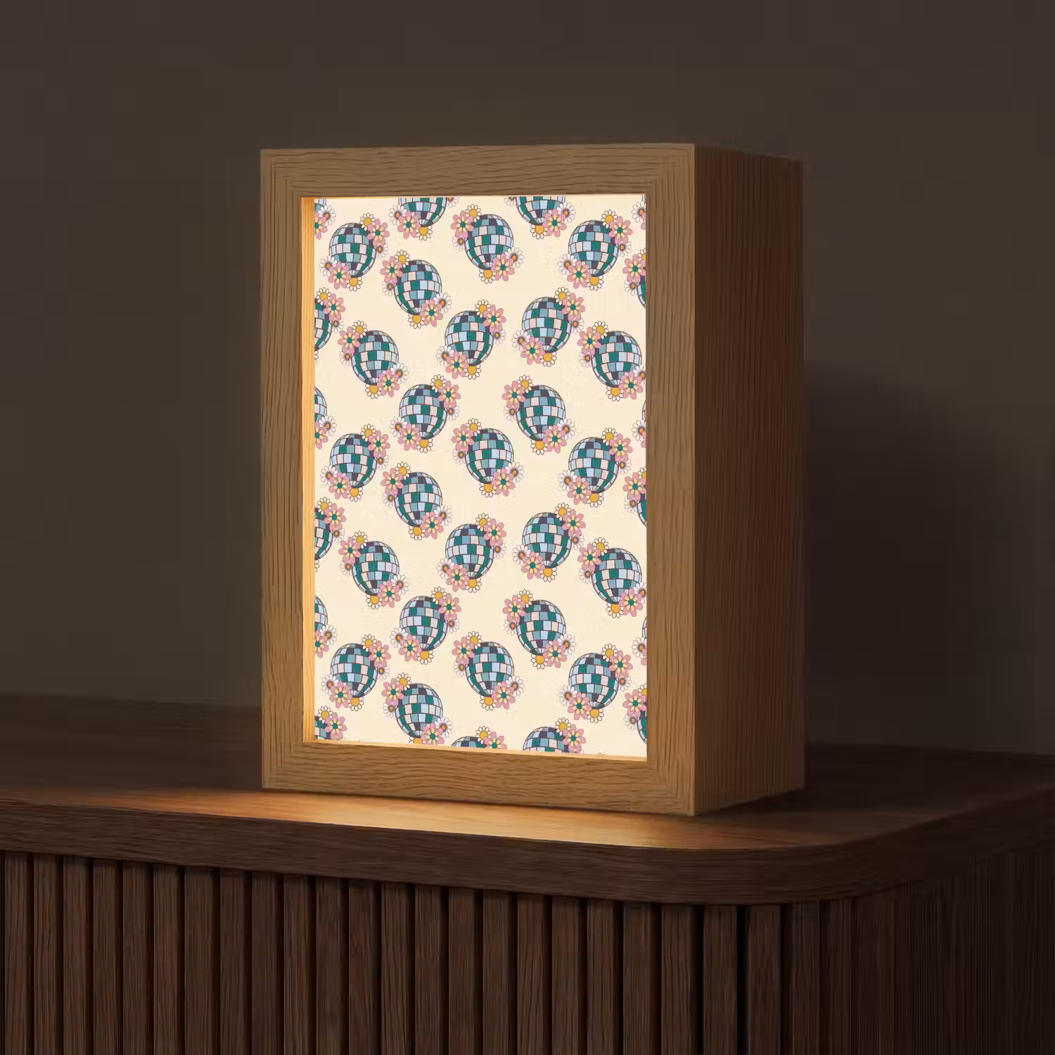 Retro - Disco - Bloemen - Discobal Light Box met kabel (Tafellamp) klein 925 -z3d_website