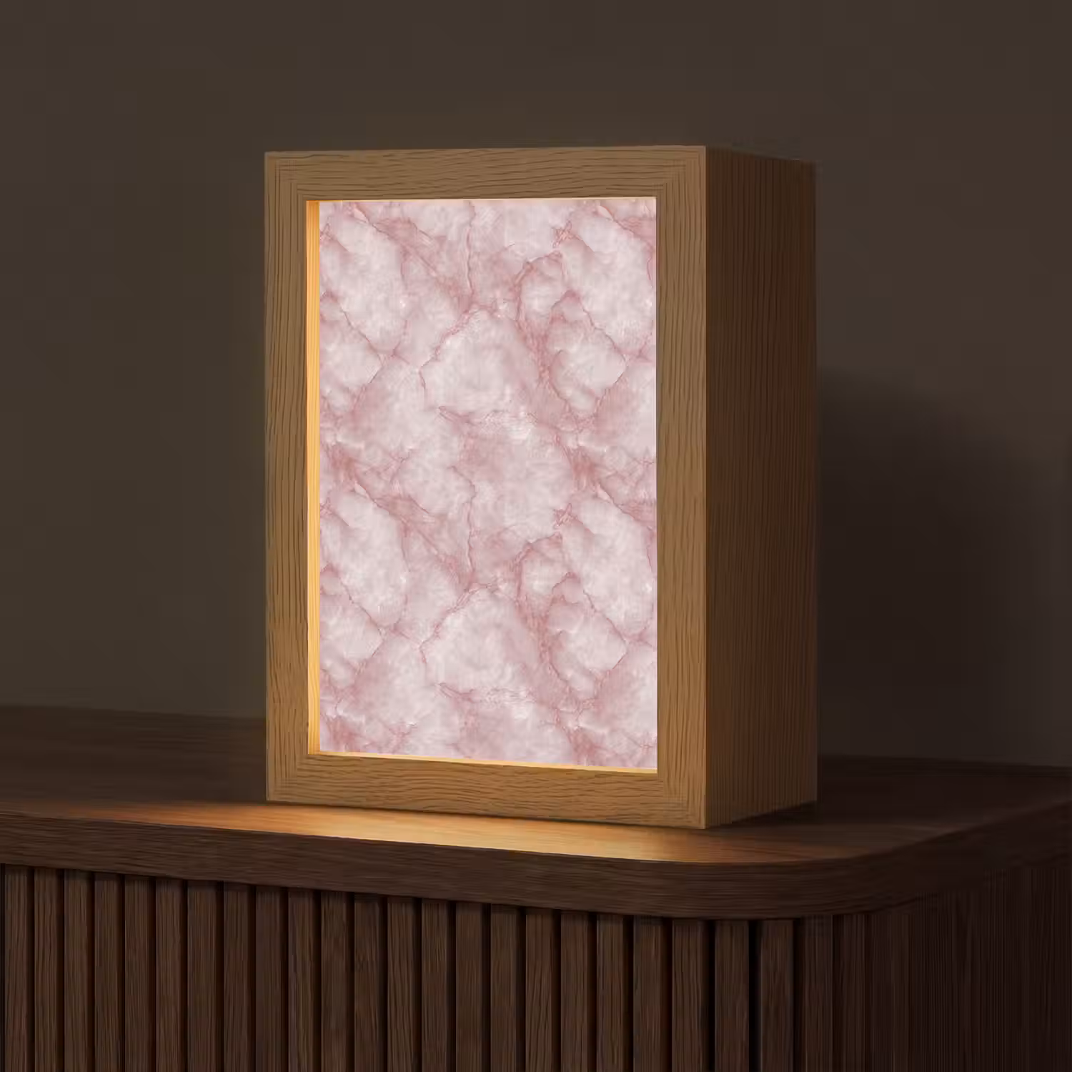 Roze - Kwartsmarmer - Aders Light Box met kabel (Tafellamp) klein 925 -z3d_website