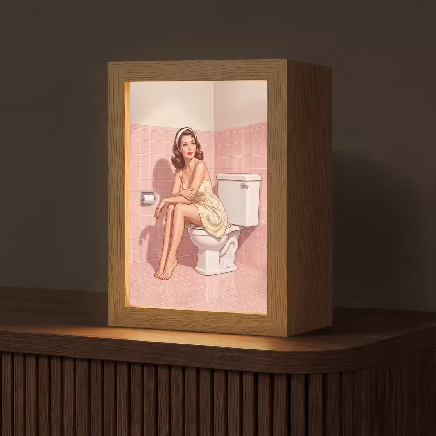 Roze - Retro - Vrouw Light Box met kabel (Tafellamp) klein -z3d_website