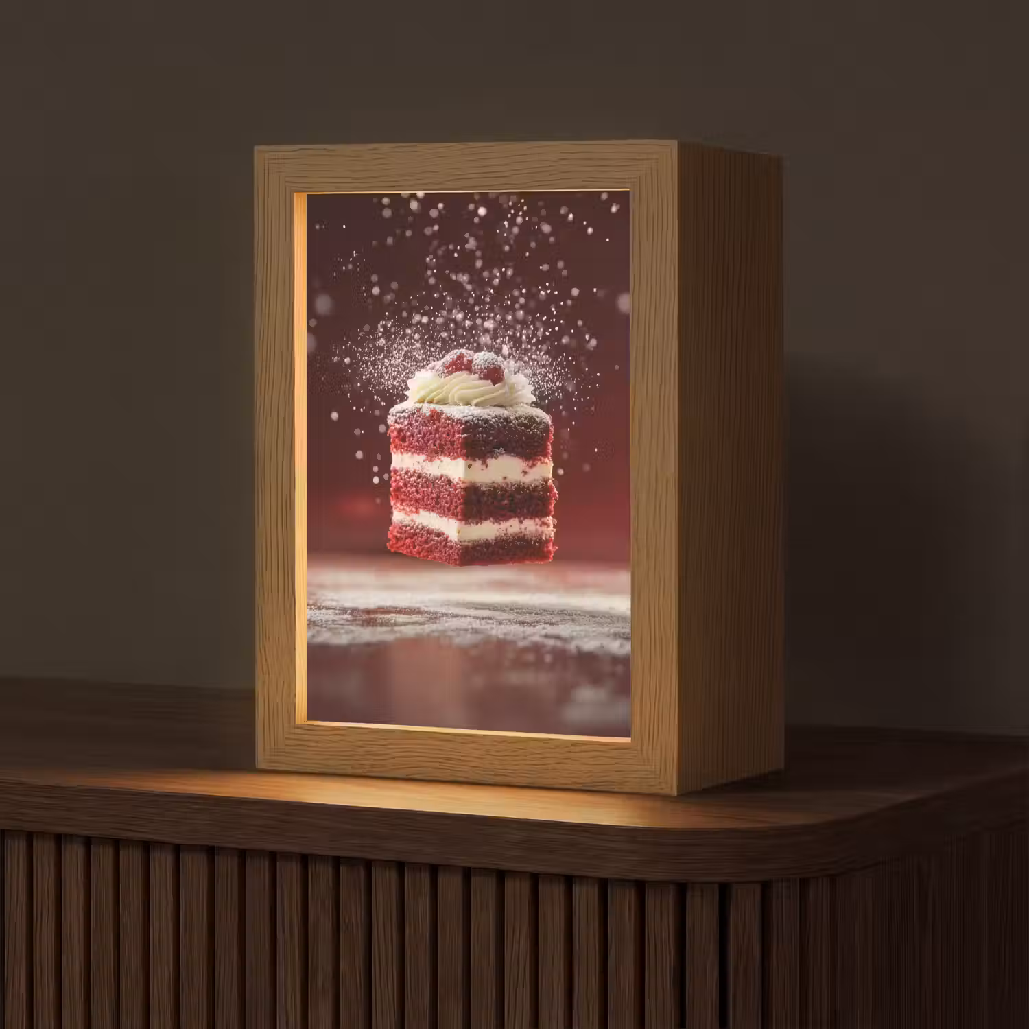 Rode - Velvet - Taart - Eten Light Box met kabel (Tafellamp) klein -z3d_website