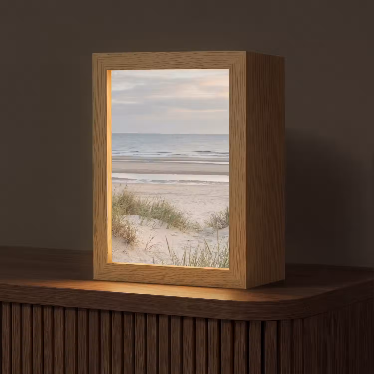 Zandstrand - Bewolkt - Duinen Light Box met kabel (Tafellamp) klein -z3d_website
