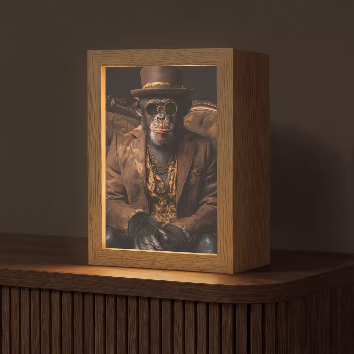 Chimpansee - Stoel - Pak - Bruin Light Box met kabel (Tafellamp) klein -z3d_website