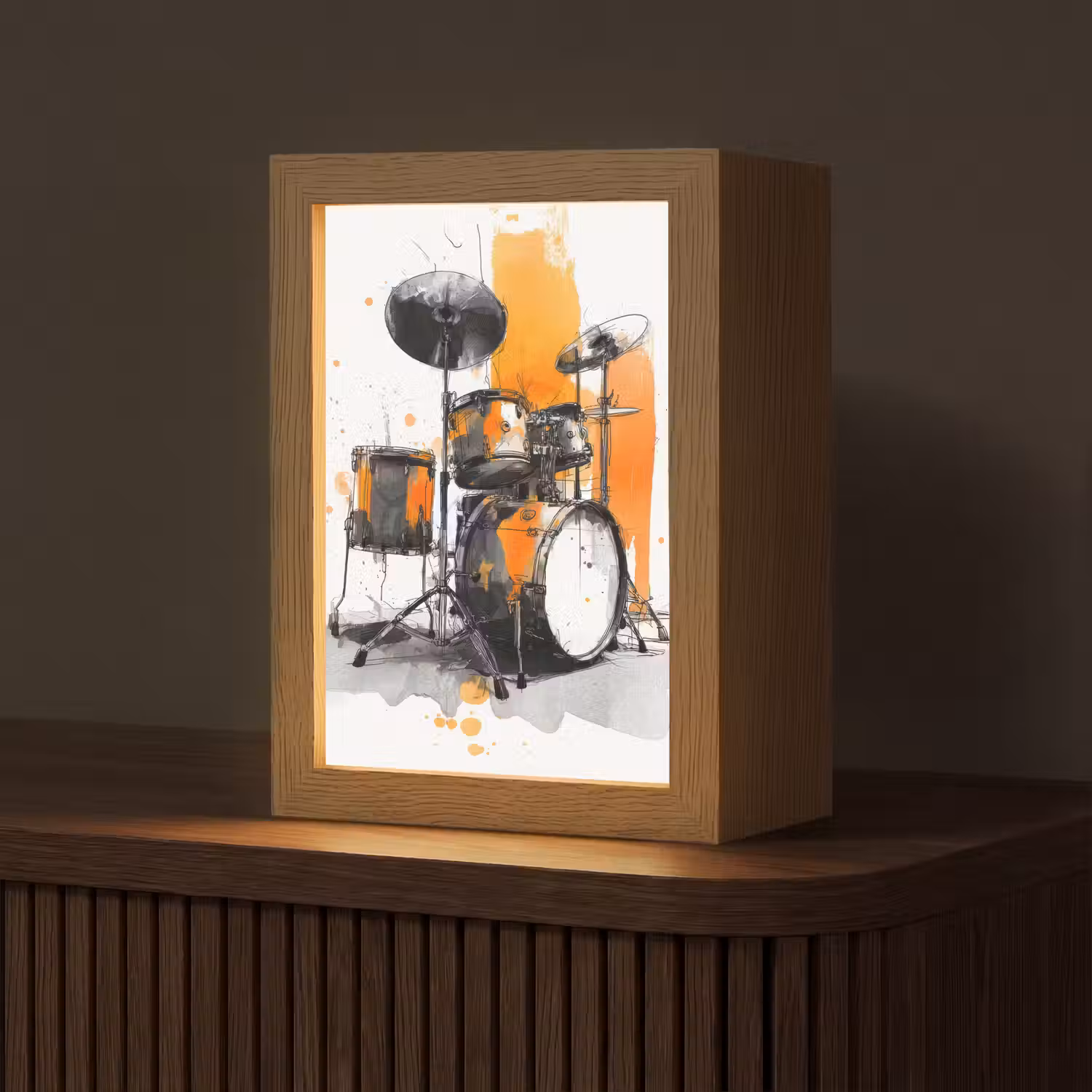 Drumstel - Oranje - Zwart - Aquarelverf Light Box met kabel (Tafellamp) klein -z3d_website