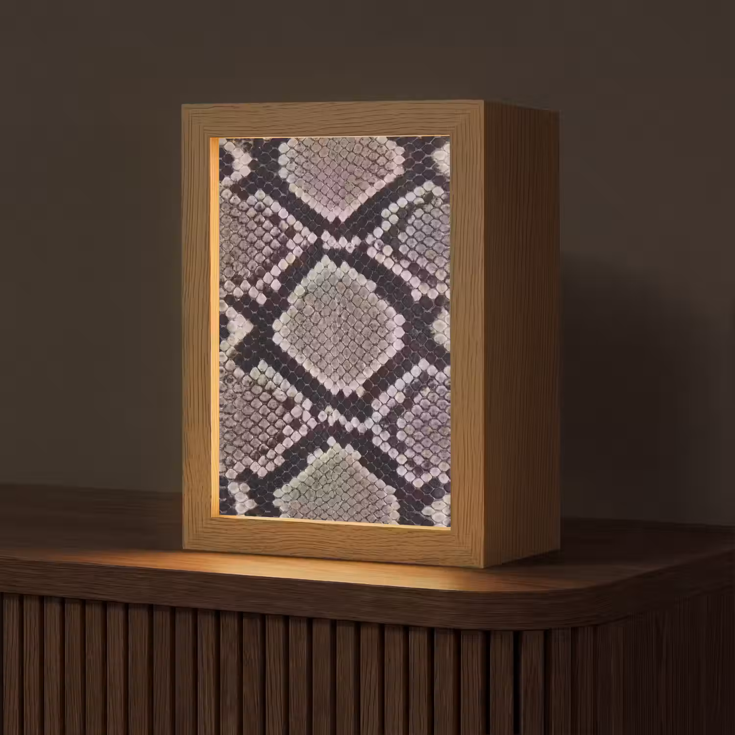 Slangenleer - Patroon - Beige Light Box met kabel (Tafellamp) klein -z3d_website
