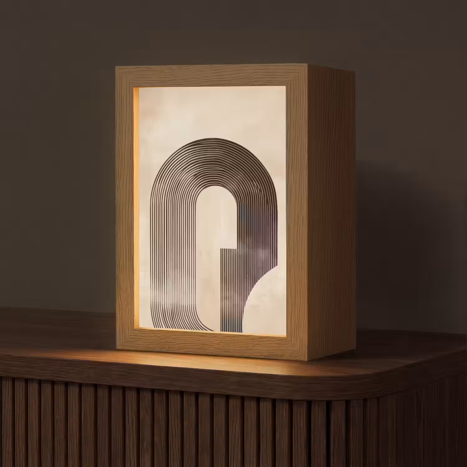 Boog - Strepen - Minimalistisch - Zwart Light Box met kabel (Tafellamp) klein -z3d_website