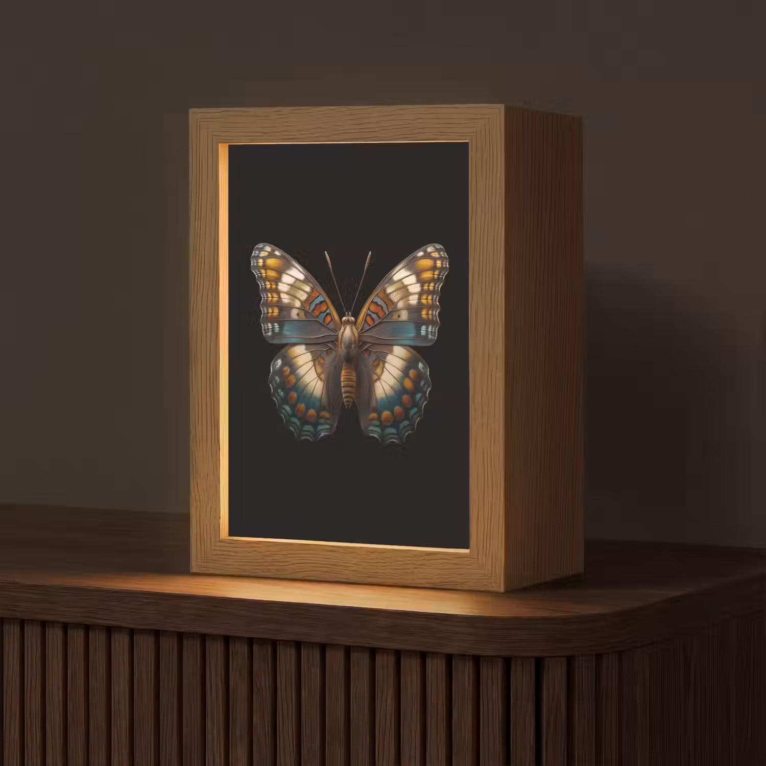 Vlinder - Kleurrijk - mozaïekachtig Light Box met kabel (Tafellamp) klein -z3d_website