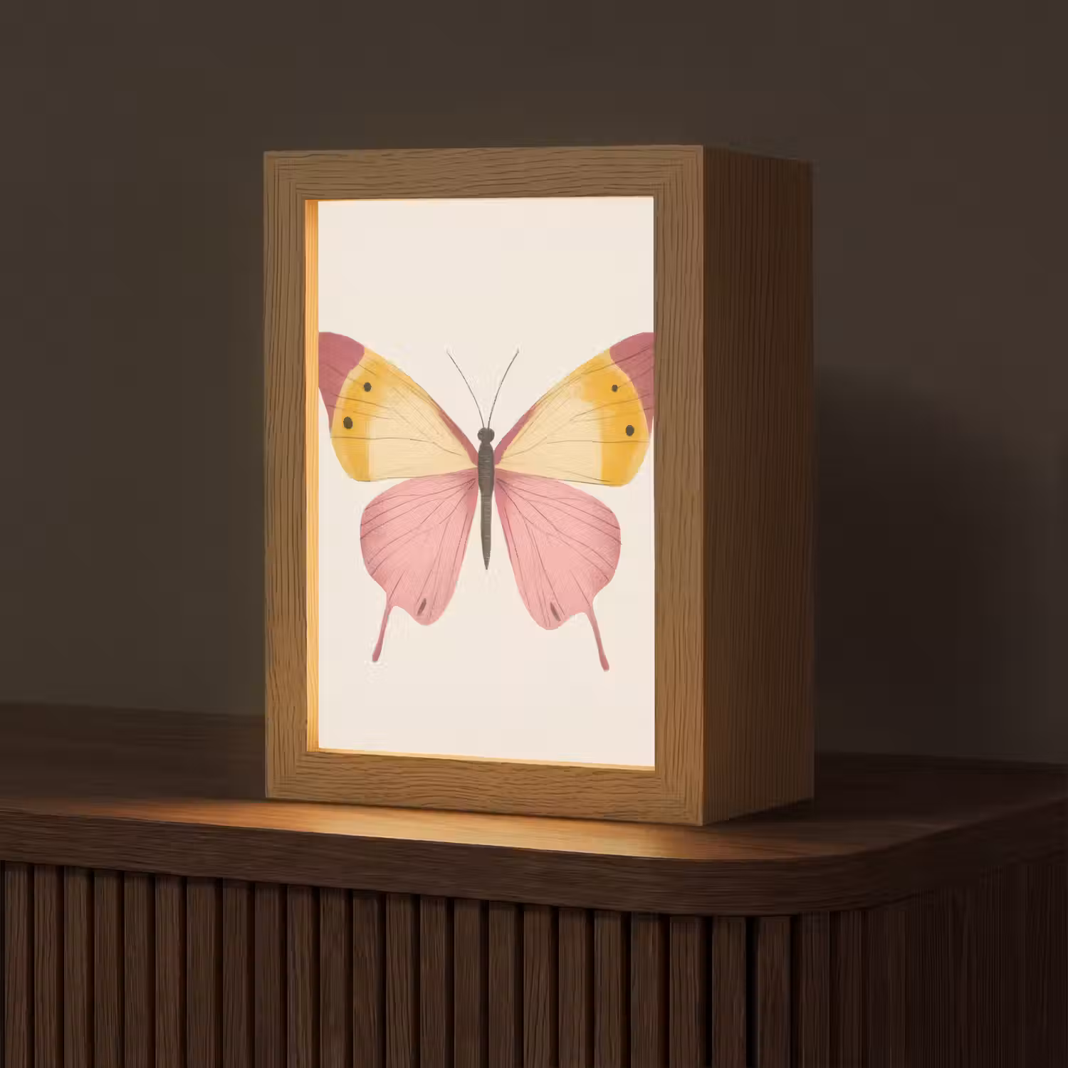 Vlinder - Illustratie - Roze Light Box met kabel (Tafellamp) klein -z3d_website