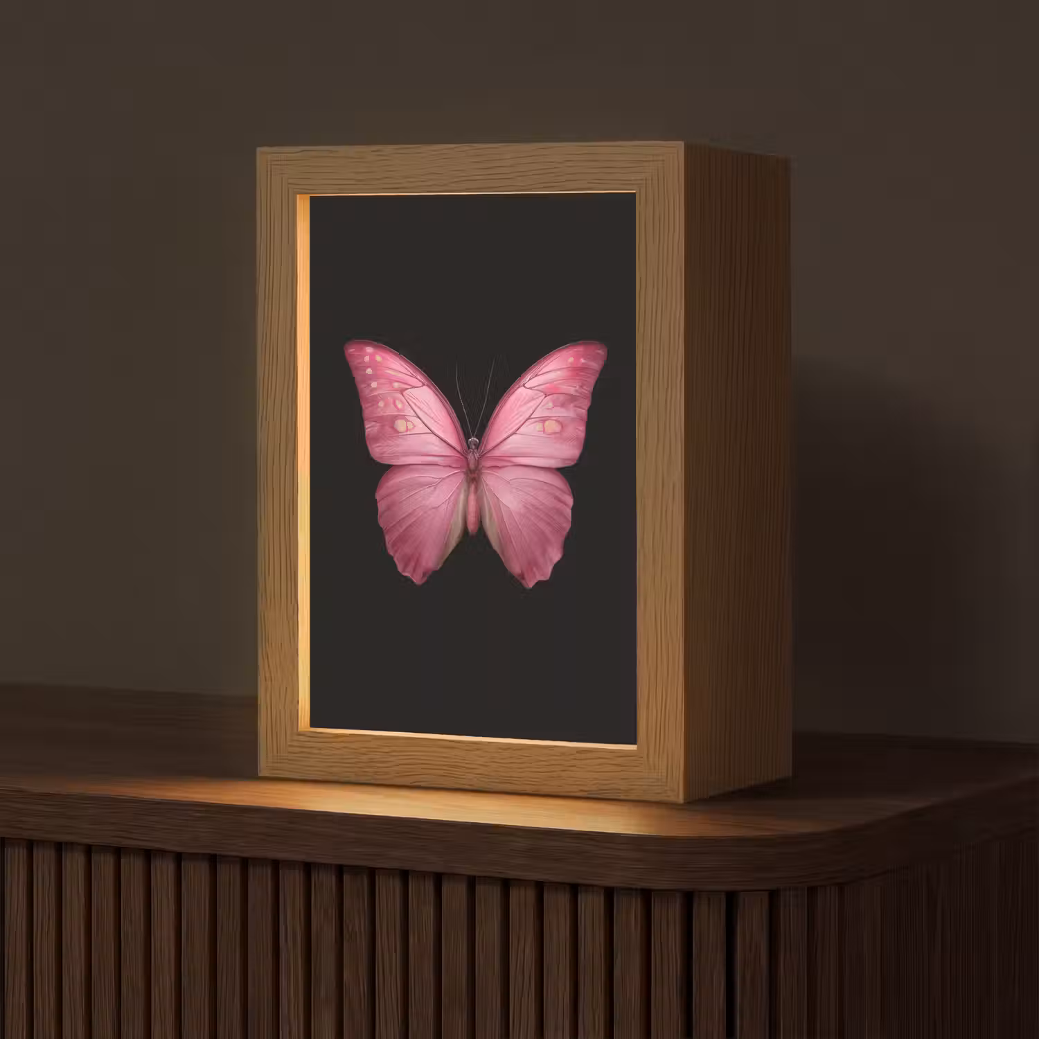 Vlinder - roze - Elegant Light Box met kabel (Tafellamp) klein -z3d_website