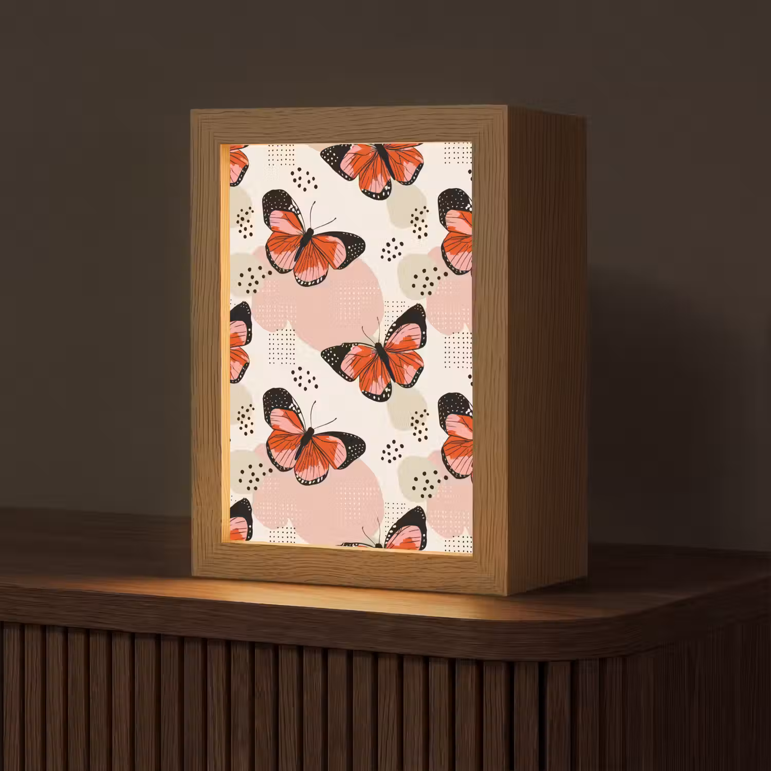 Vlinders - Retro - Kleurrijk Light Box met kabel (Tafellamp) klein 925 -z3d_website