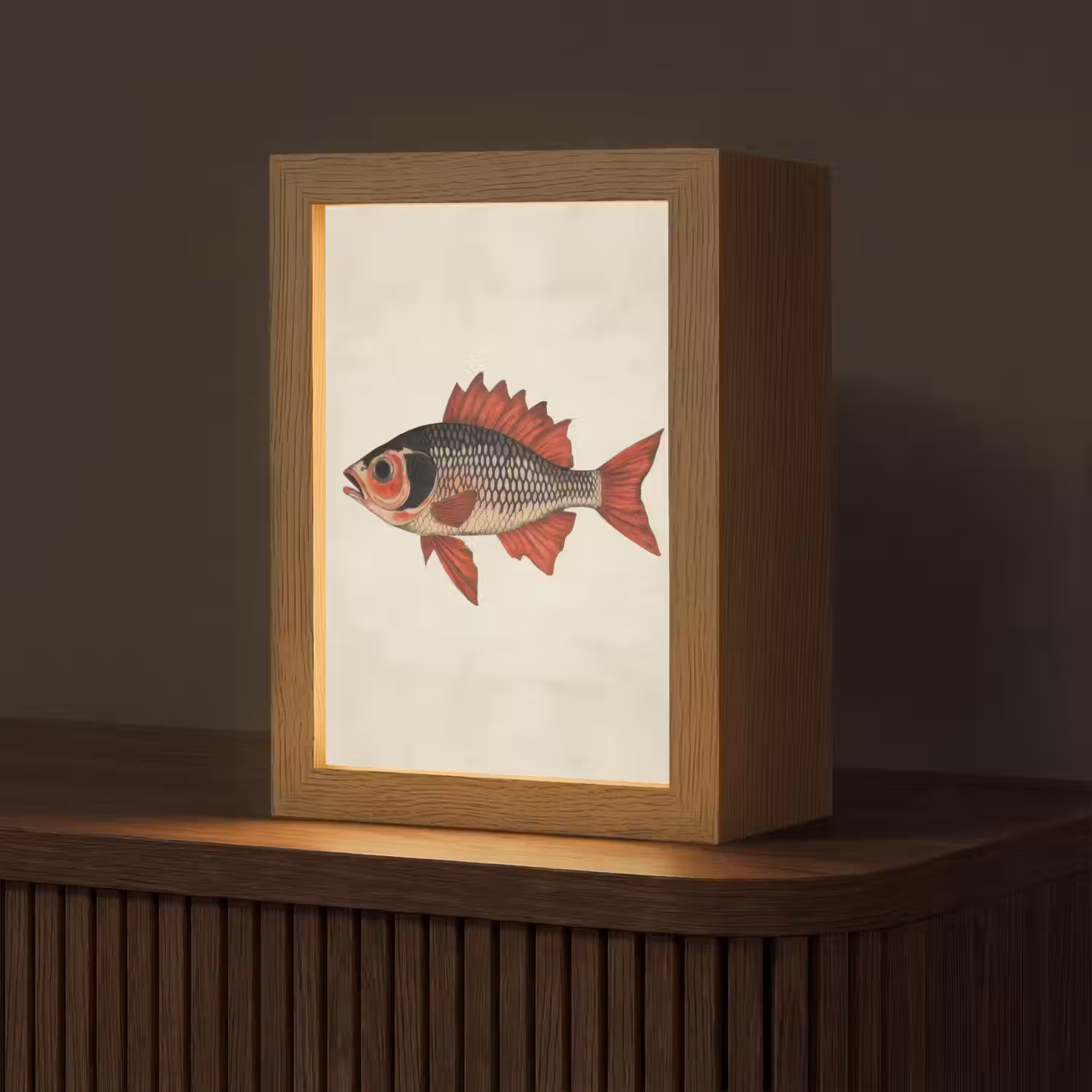 Schubben - Rood - Vis - Vinnen Light Box met kabel (Tafellamp) klein -z3d_website
