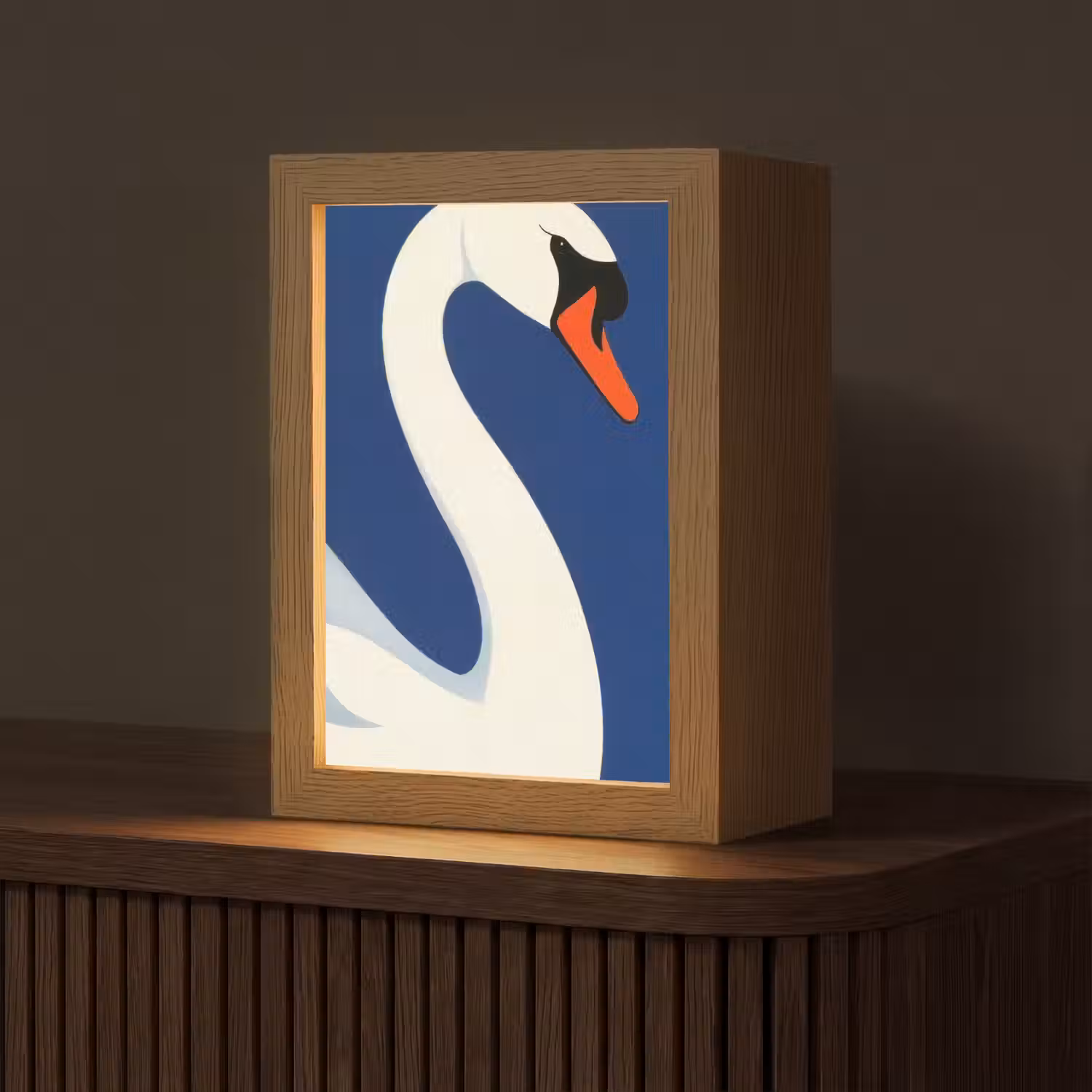 Zwaan - Wit - Snavel - Illustratie Light Box met kabel (Tafellamp) klein -z3d_website