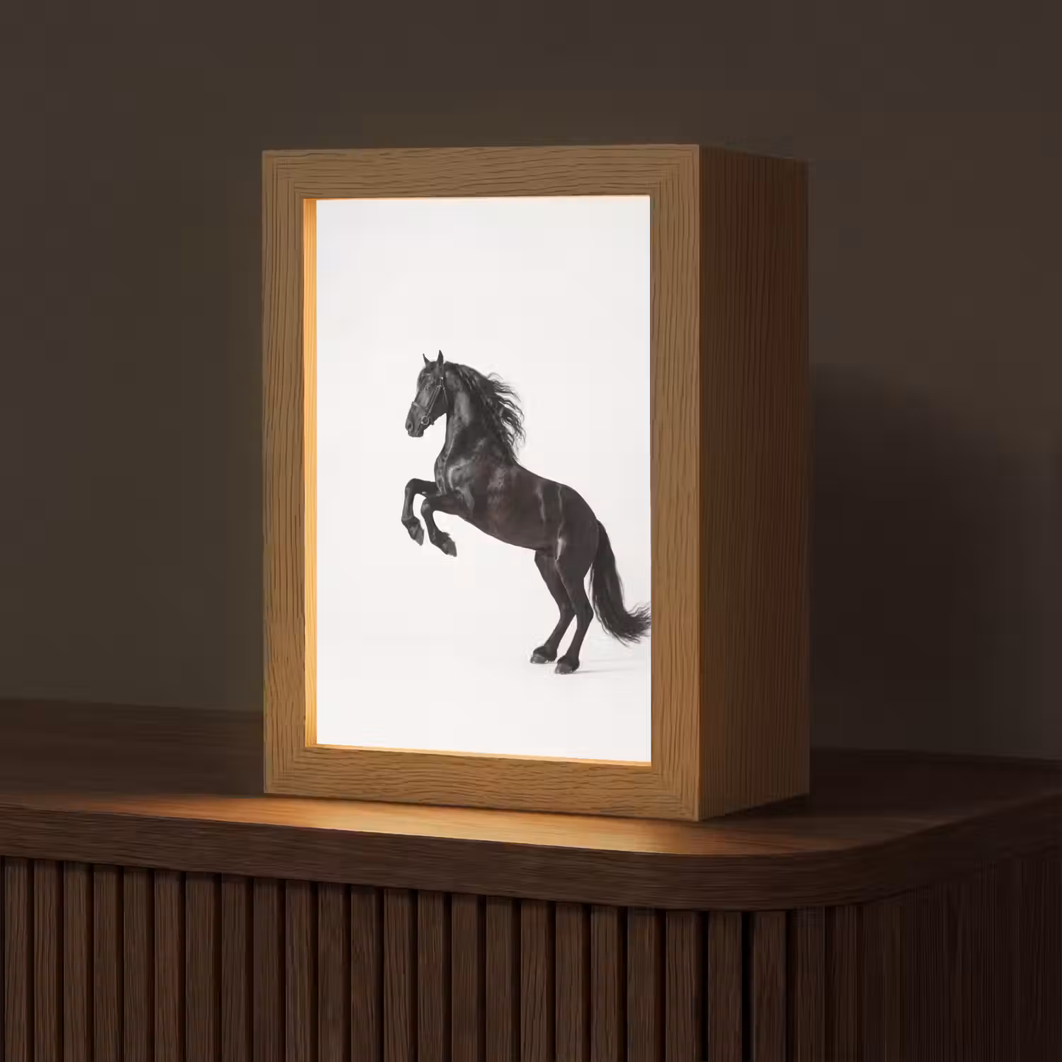 Zwart - Paard - Portret Light Box met kabel (Tafellamp) klein -z3d_website