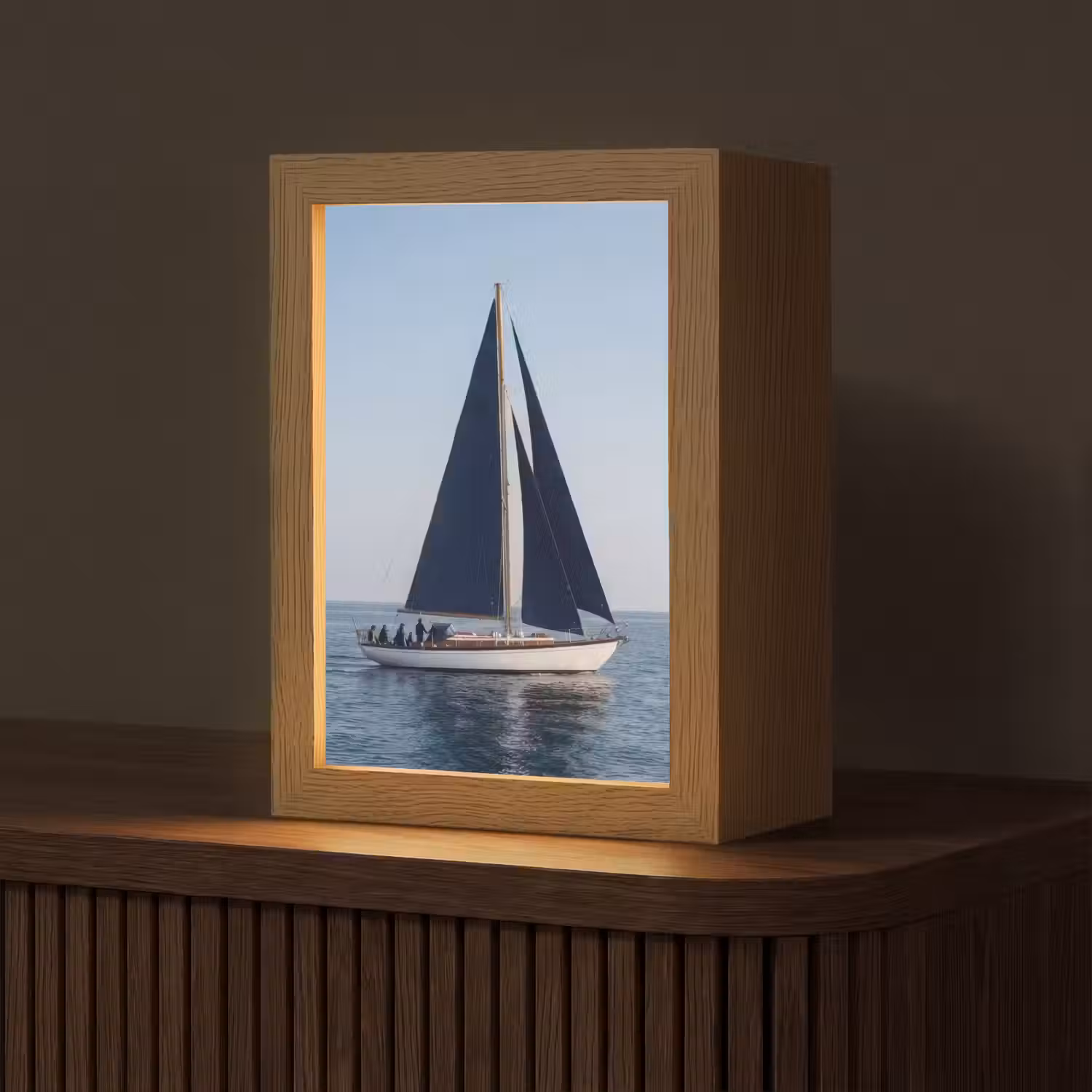 Zeilboot - Zee - Blauw Light Box met kabel (Tafellamp) klein -z3d_website