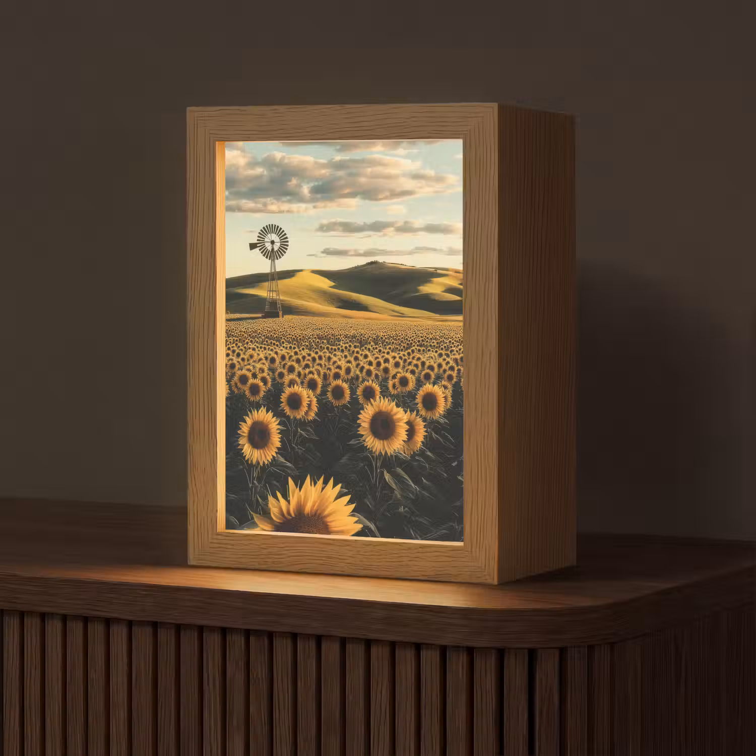 Zonnebloem - Veld - Windmolen Light Box met kabel (Tafellamp) klein -z3d_website