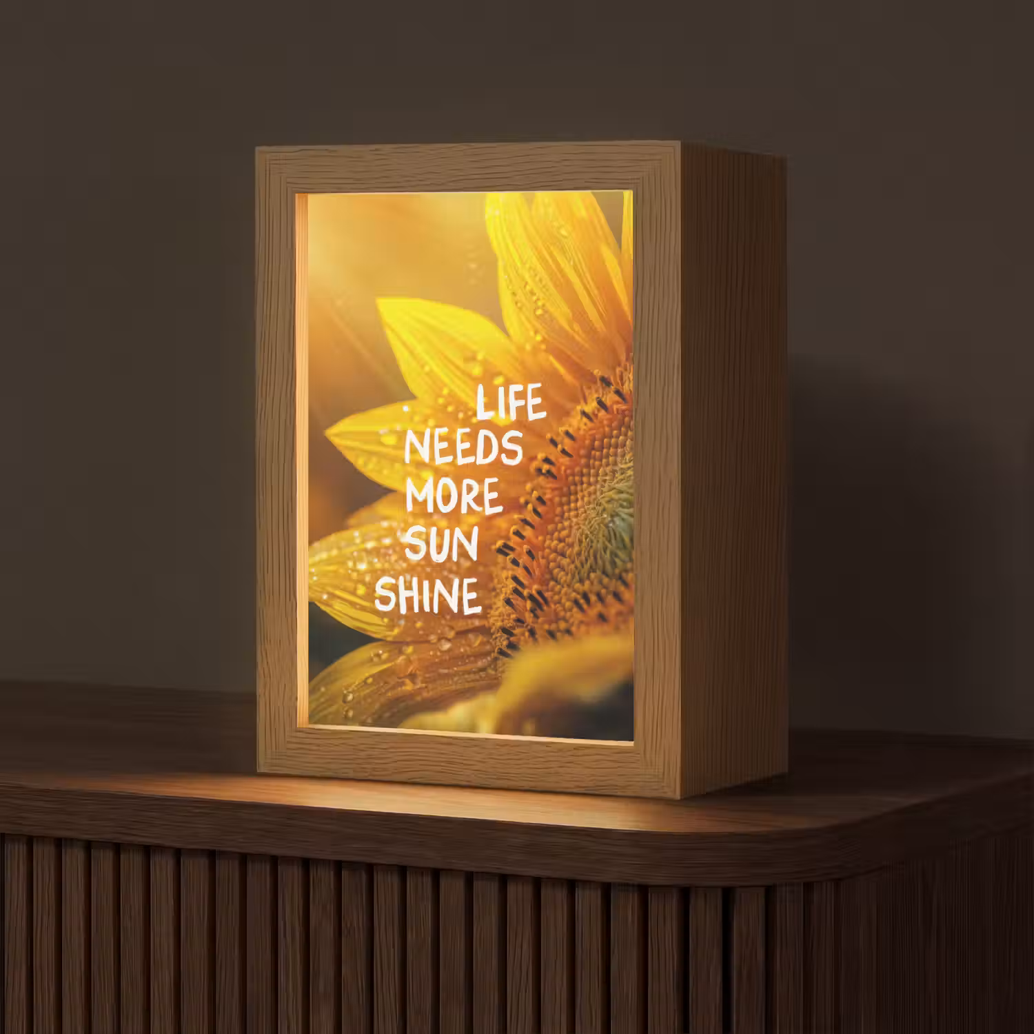 Zonnebloem - Close up - Geel - Quote Light Box met kabel (Tafellamp) klein -z3d_website
