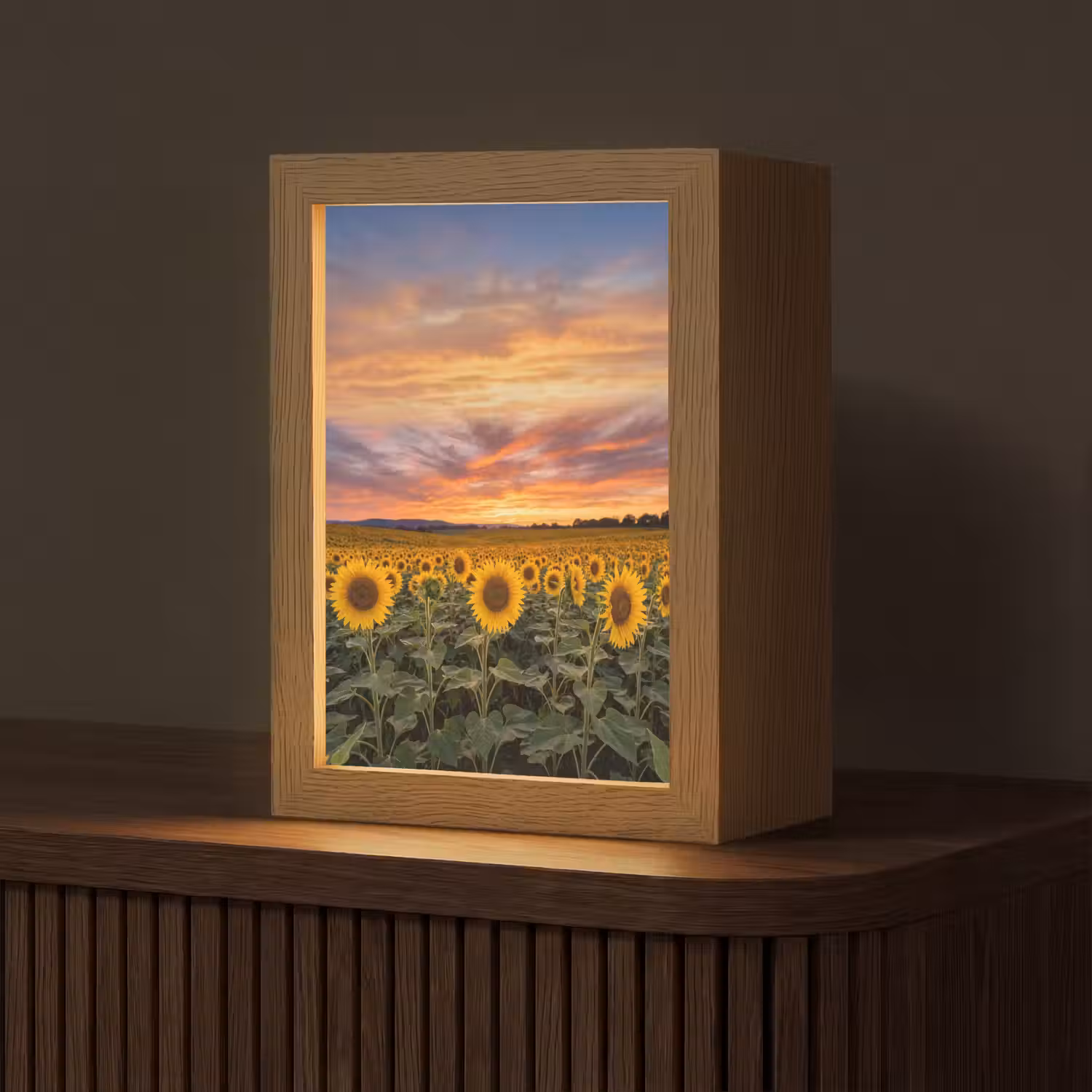 Zonnebloemen - Heuvellandschap - Geel Light Box met kabel (Tafellamp) klein -z3d_website