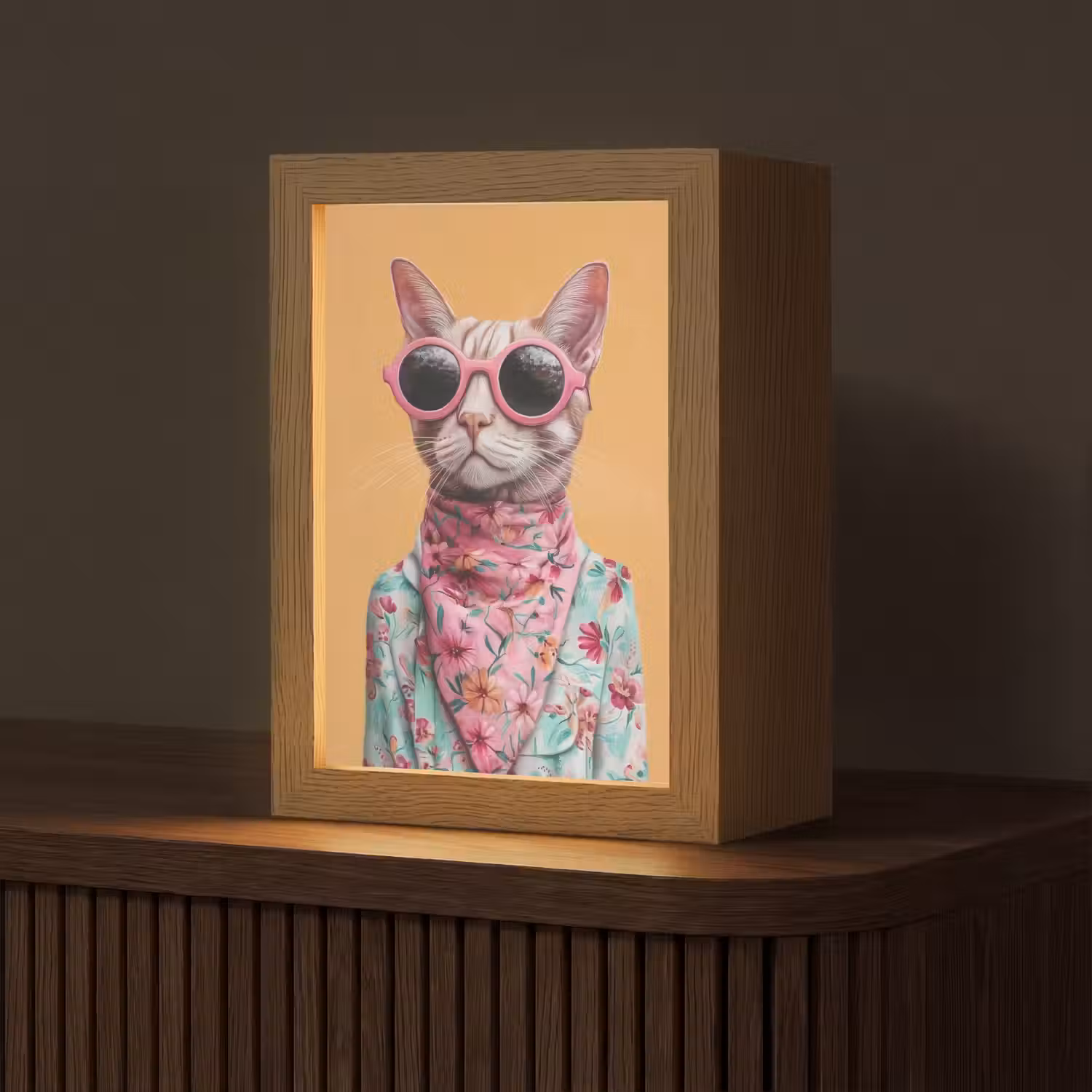 Zonnebril - Kat - Sjaal - Bloemen Light Box met kabel (Tafellamp) klein -z3d_website